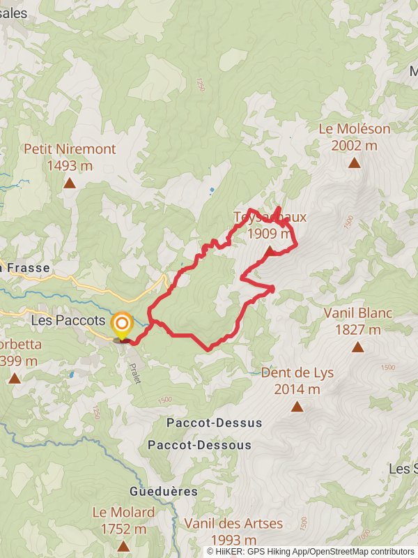 Teysachaux Peak Loop Trail mobile static map