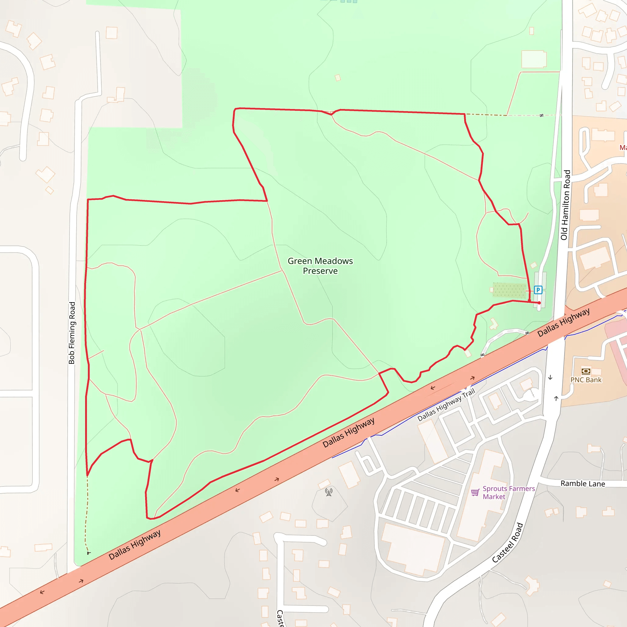 Green Meadows Preserve Loop mobile static map