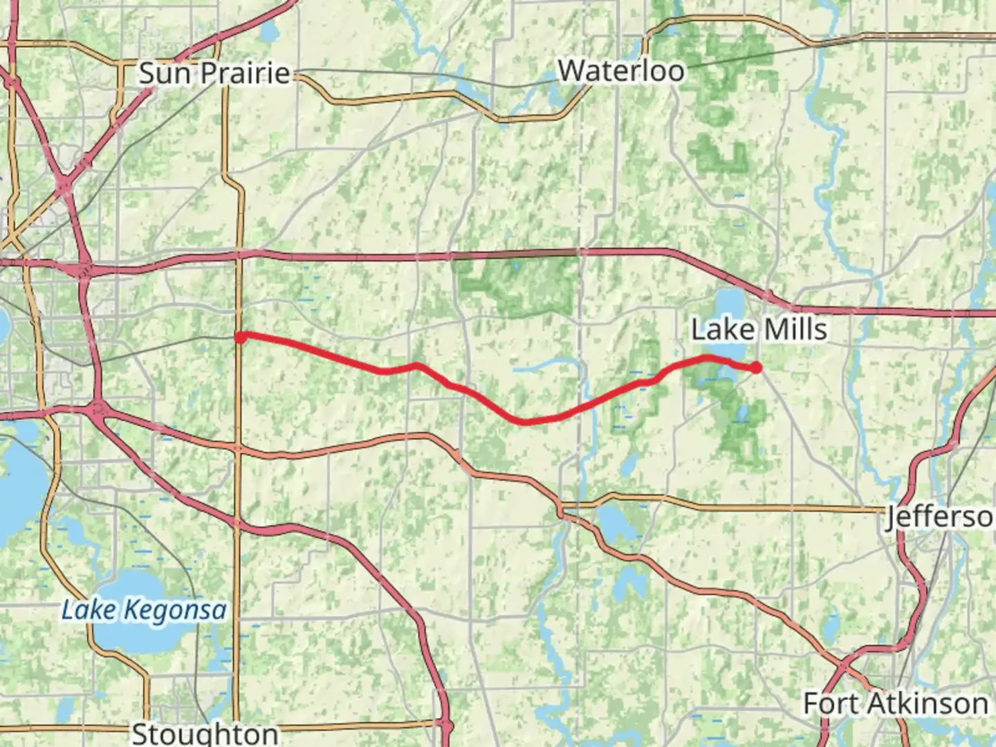 An image depicting the trail Glacial Drumlin State Trail and its surrounding area.