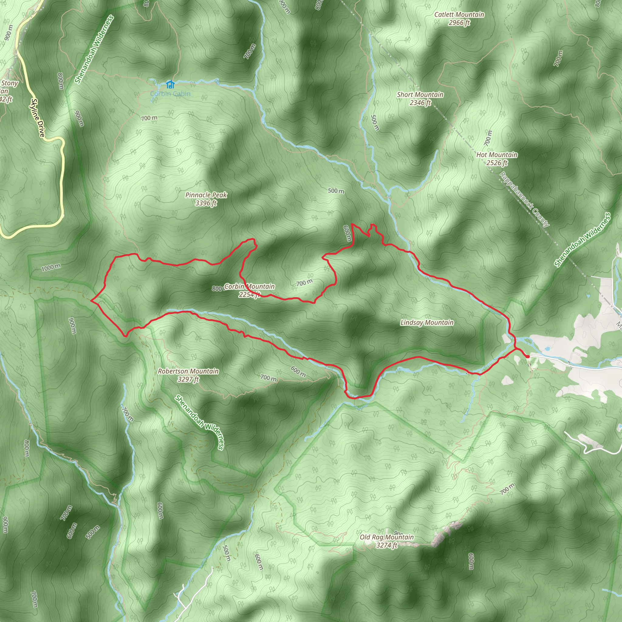 Weakley Hollow Fire Road, Corbin Mountain and Nicholson Hollow Loop Trail mobile static map