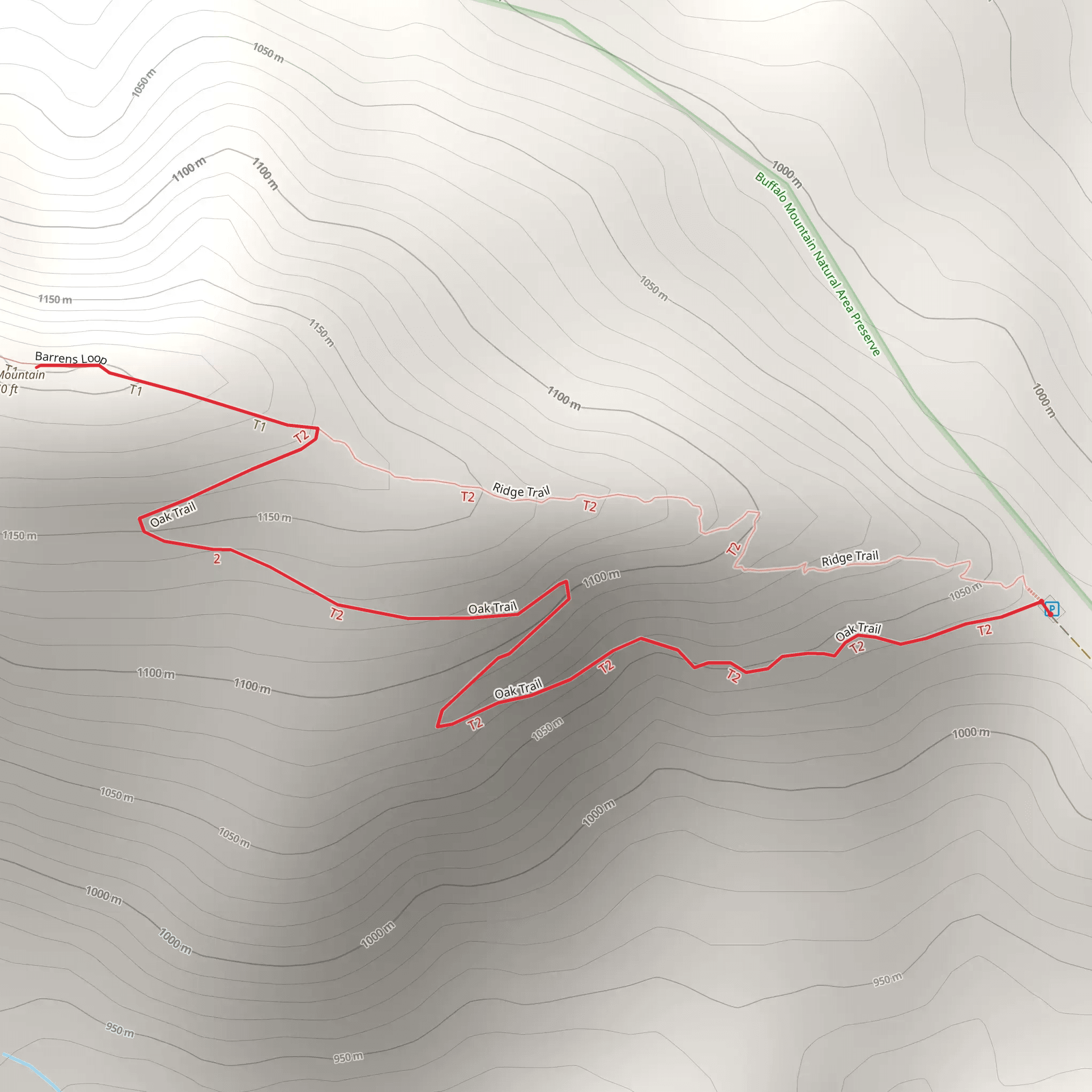 Buffalo Mountain via Buffalo Mountain Nature Reserve Trail mobile static map