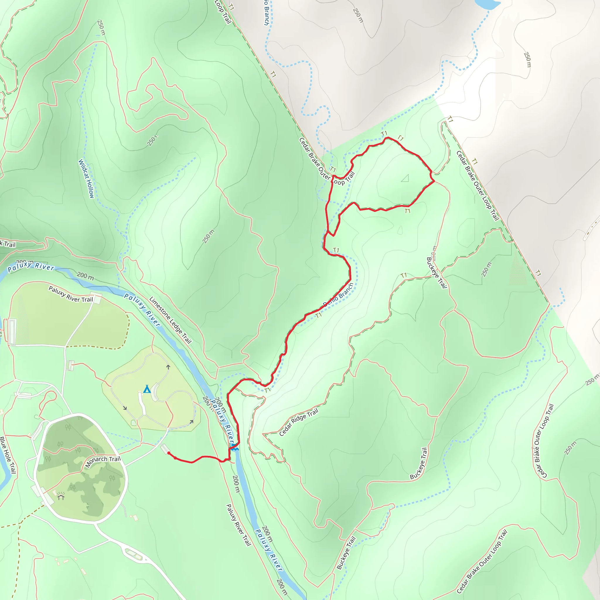 Denio Creek Warbler Trail and Cedar Brake Outer Loop Trail mobile static map