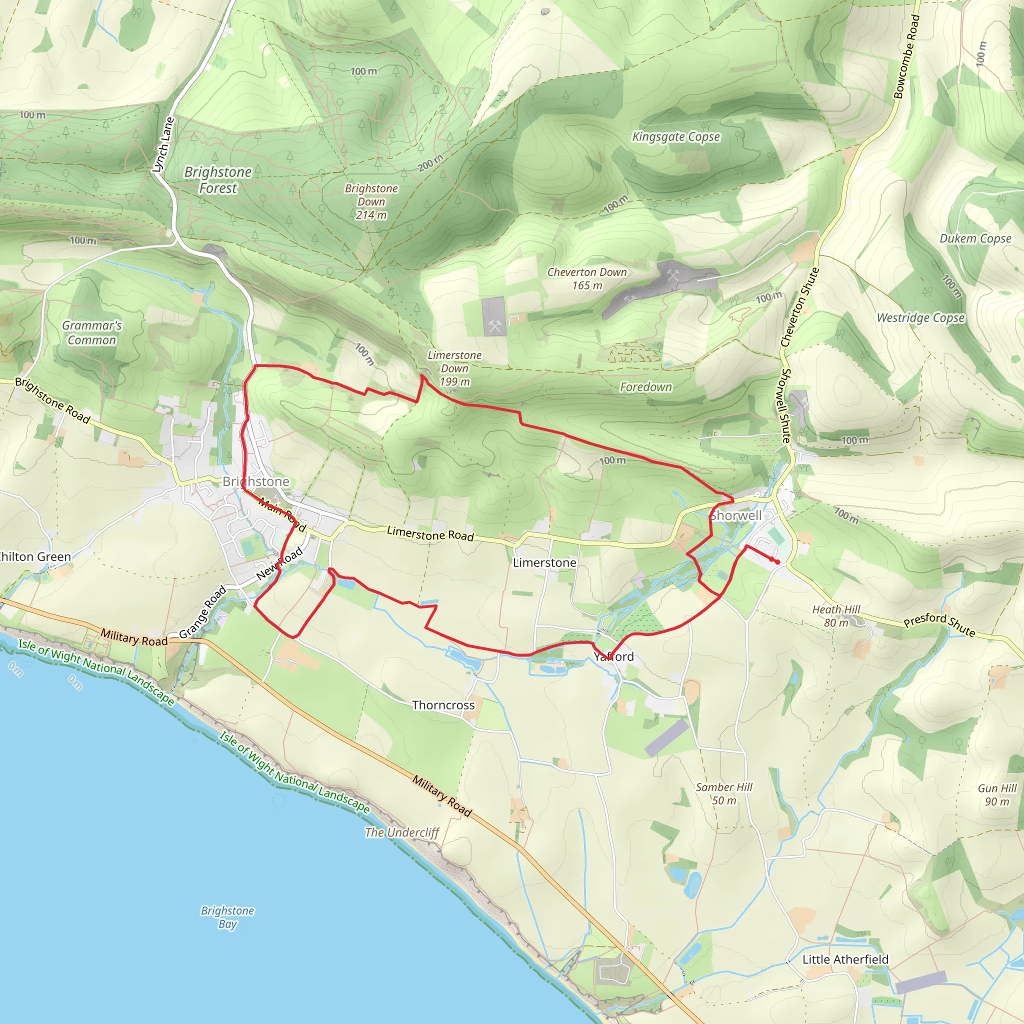 Shorwell to Brighstone Loop mobile static map