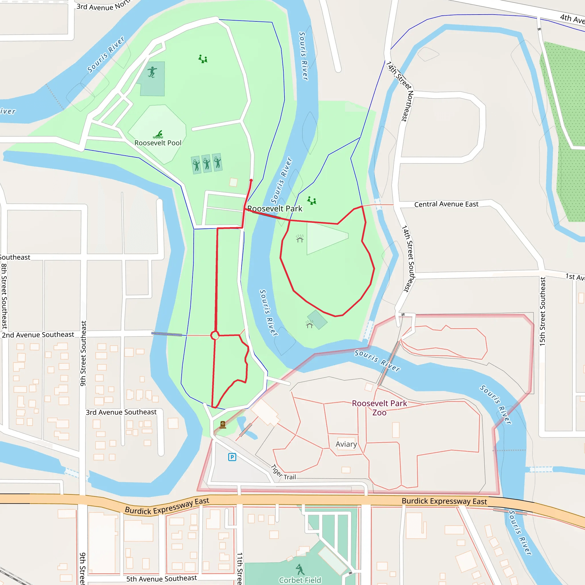 Roosevelt Ampitheater Loop via Souris River mobile static map