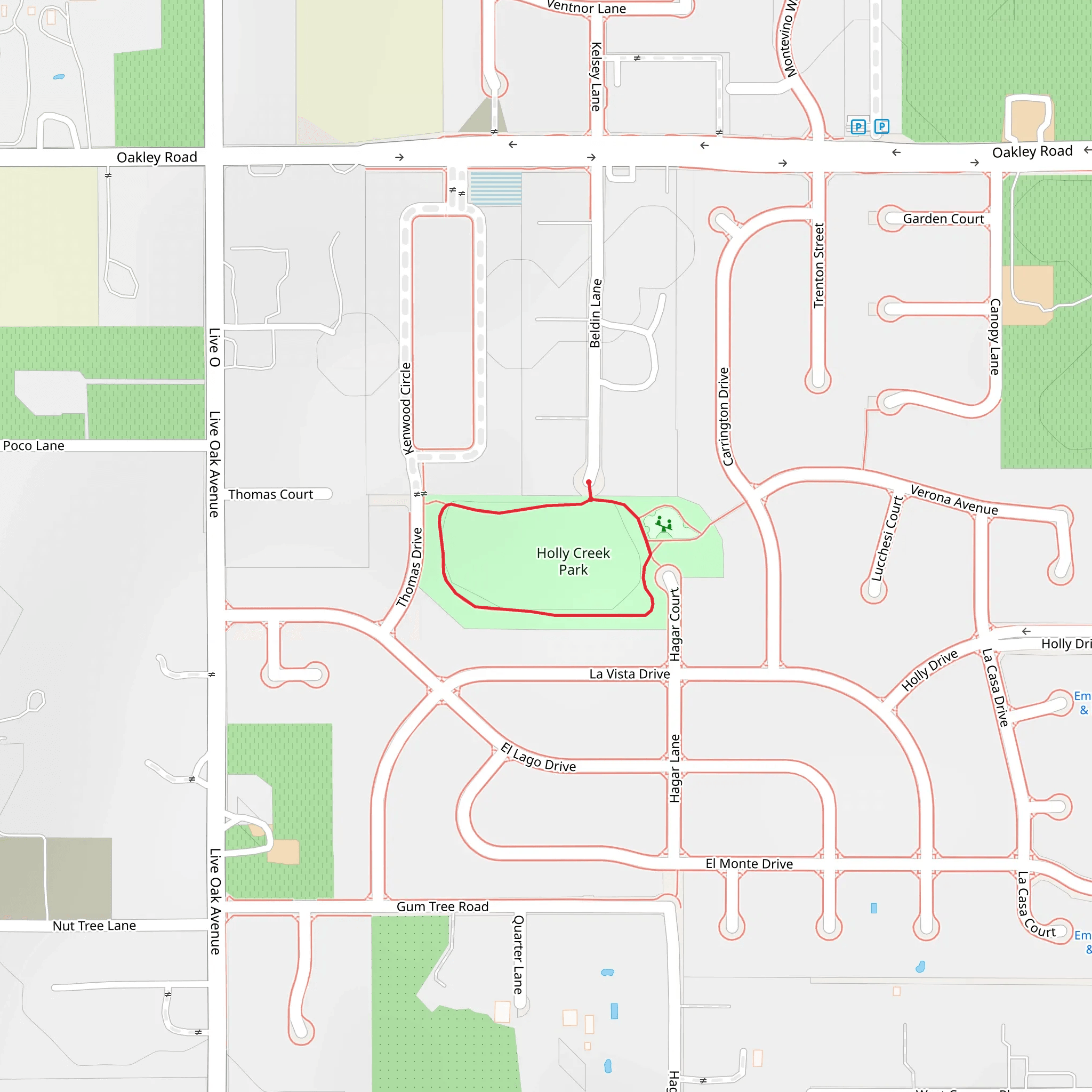 Holly Creek Park Loop mobile static map