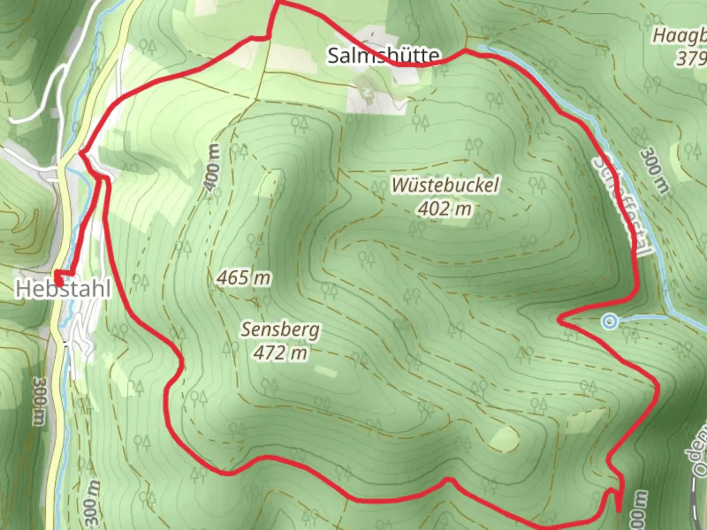 An image depicting the trail Grosser Sensberg Rundweg and its surrounding area.