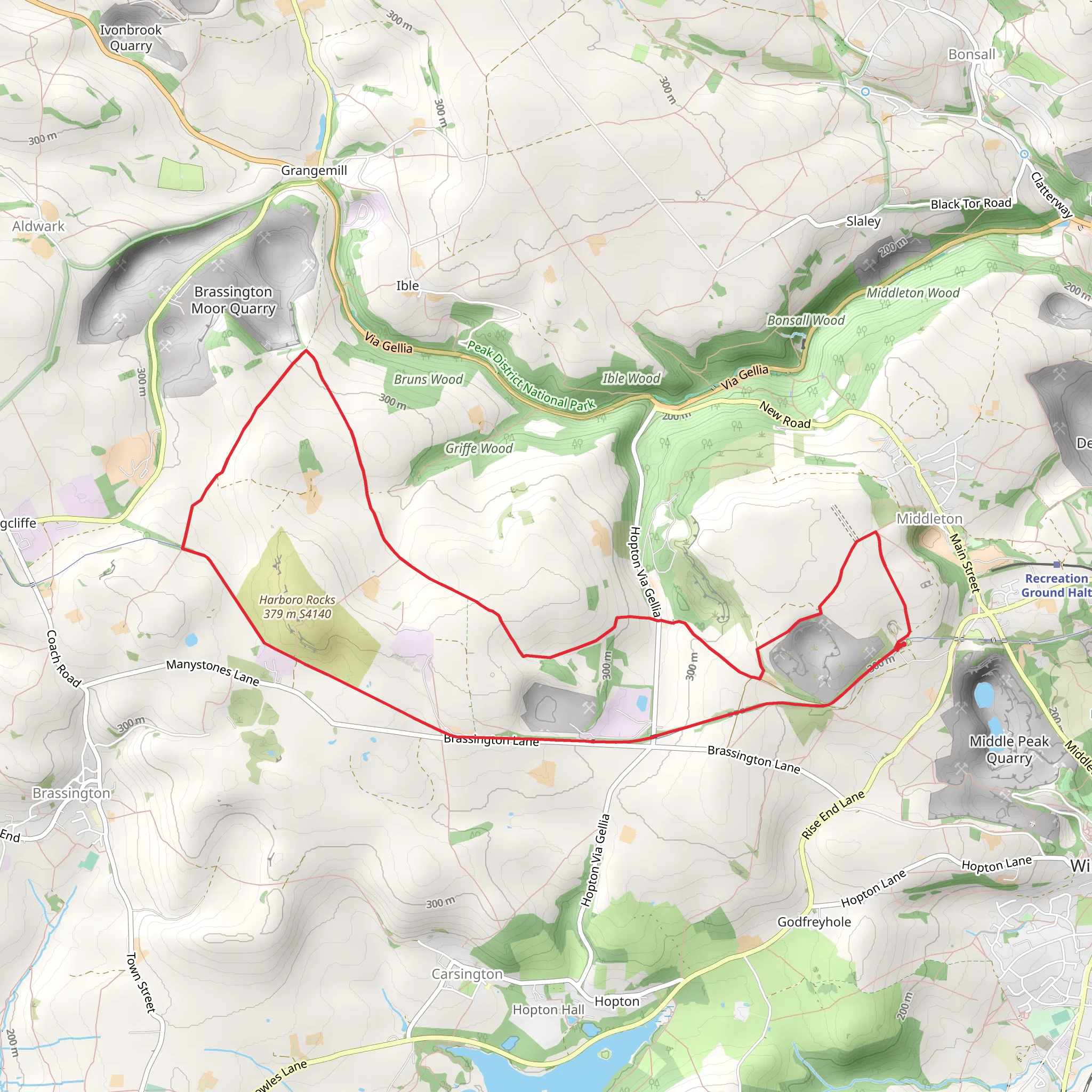 Middleton by Wirksworth Loop Walk mobile static map
