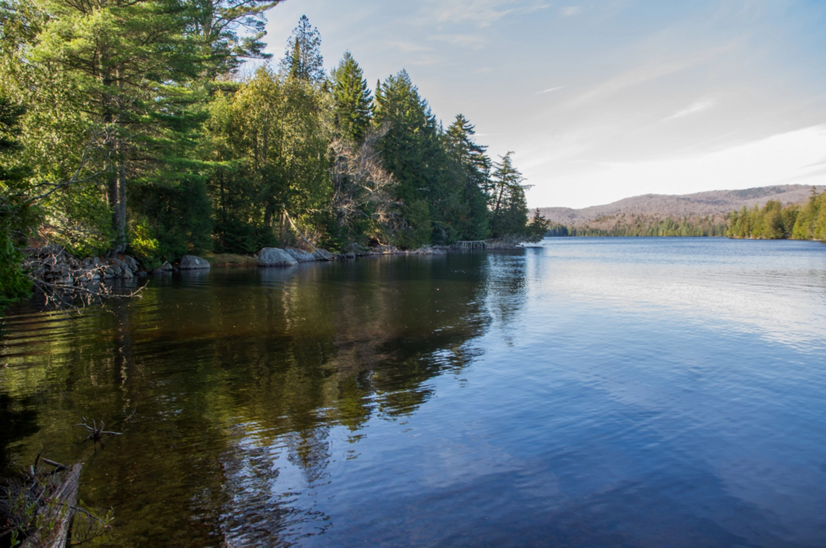 An image depicting the trail Newcomb Lake from Newcomb Lake Road and its surrounding area.