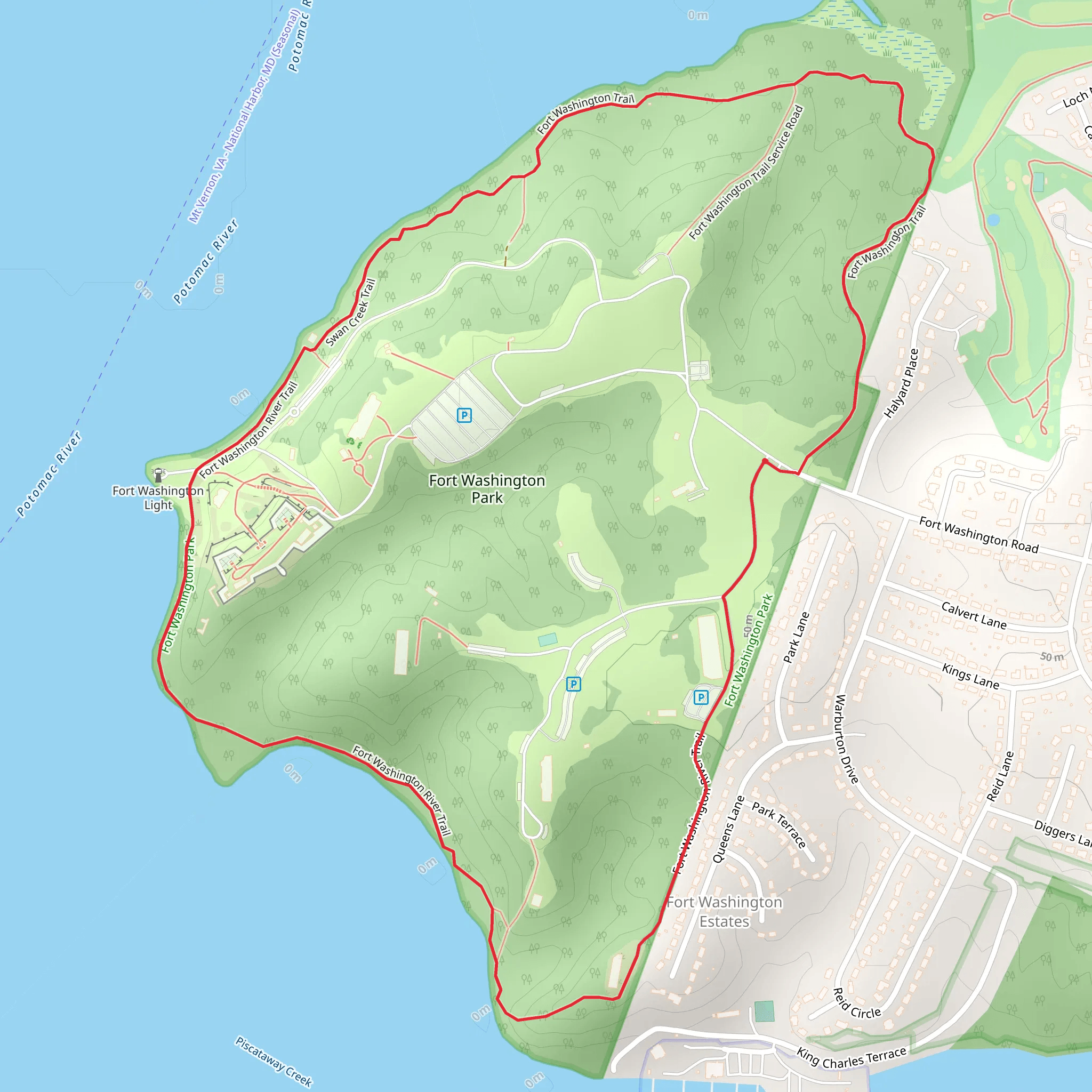 Fort Washington Park Loop - Long mobile static map