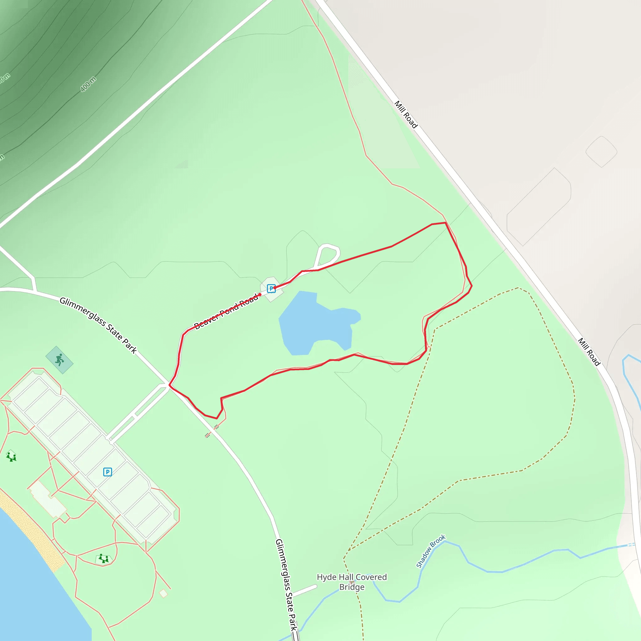 Beaver Pond Road and Glimmerglass State Park Loop mobile static map