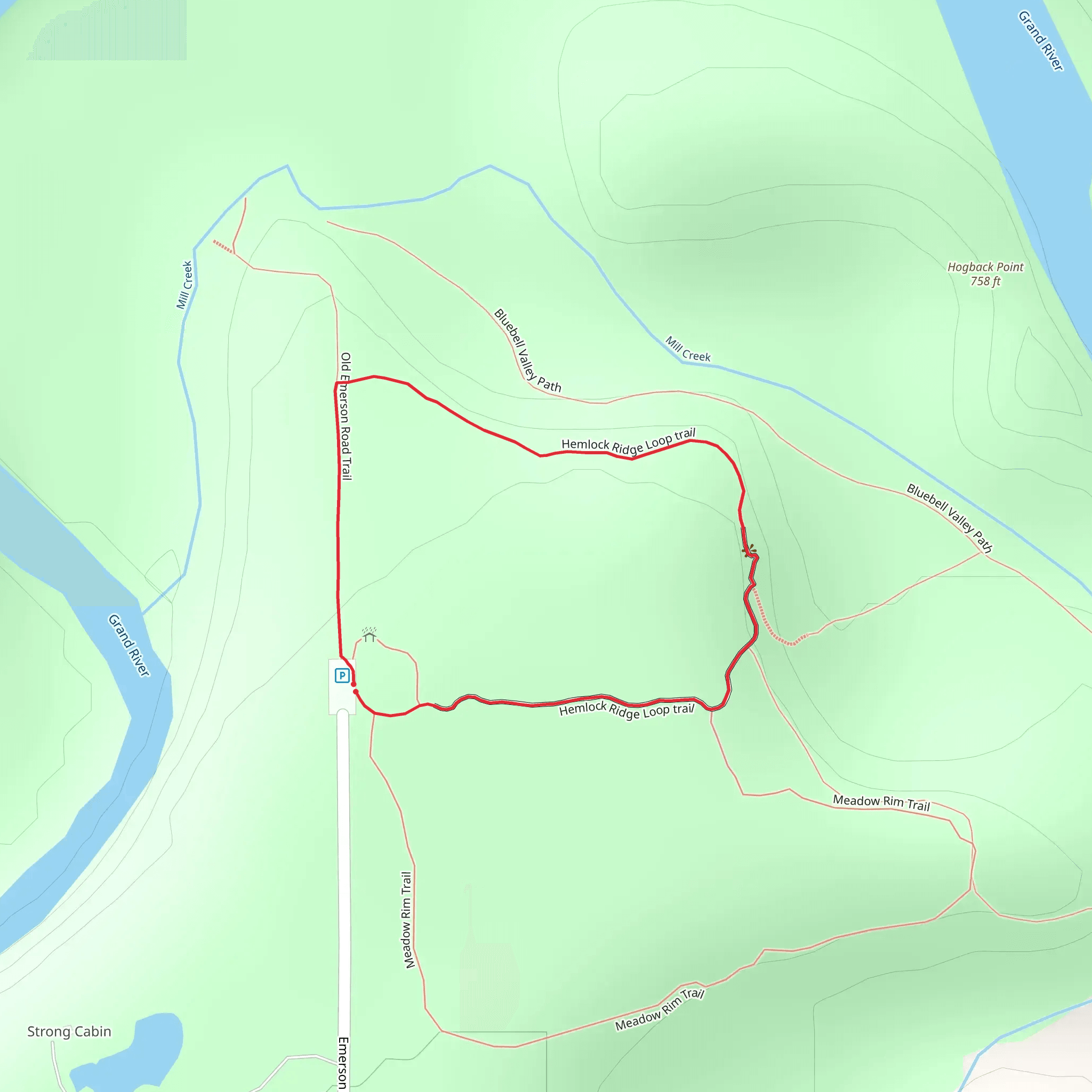 Hemlock Ridge Loop Trail mobile static map