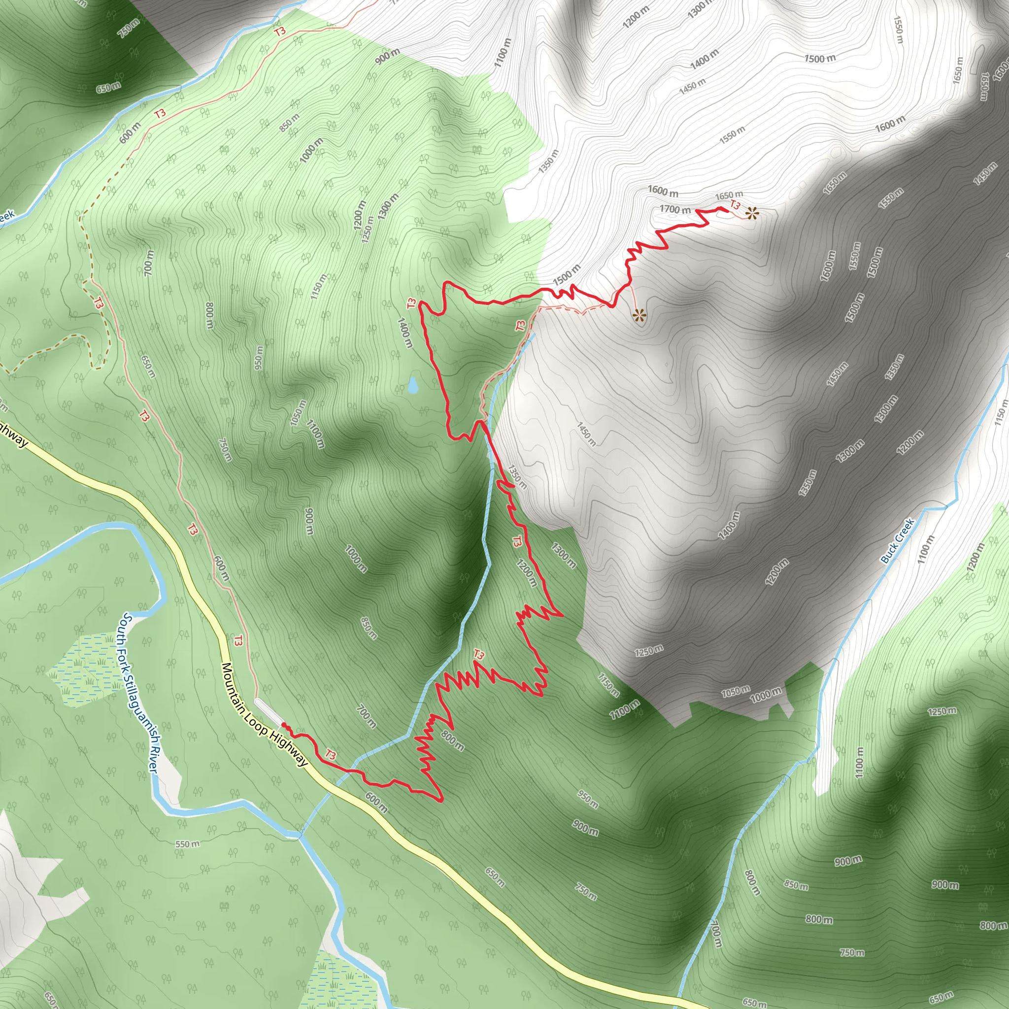 Mount Dickerman Trail mobile static map