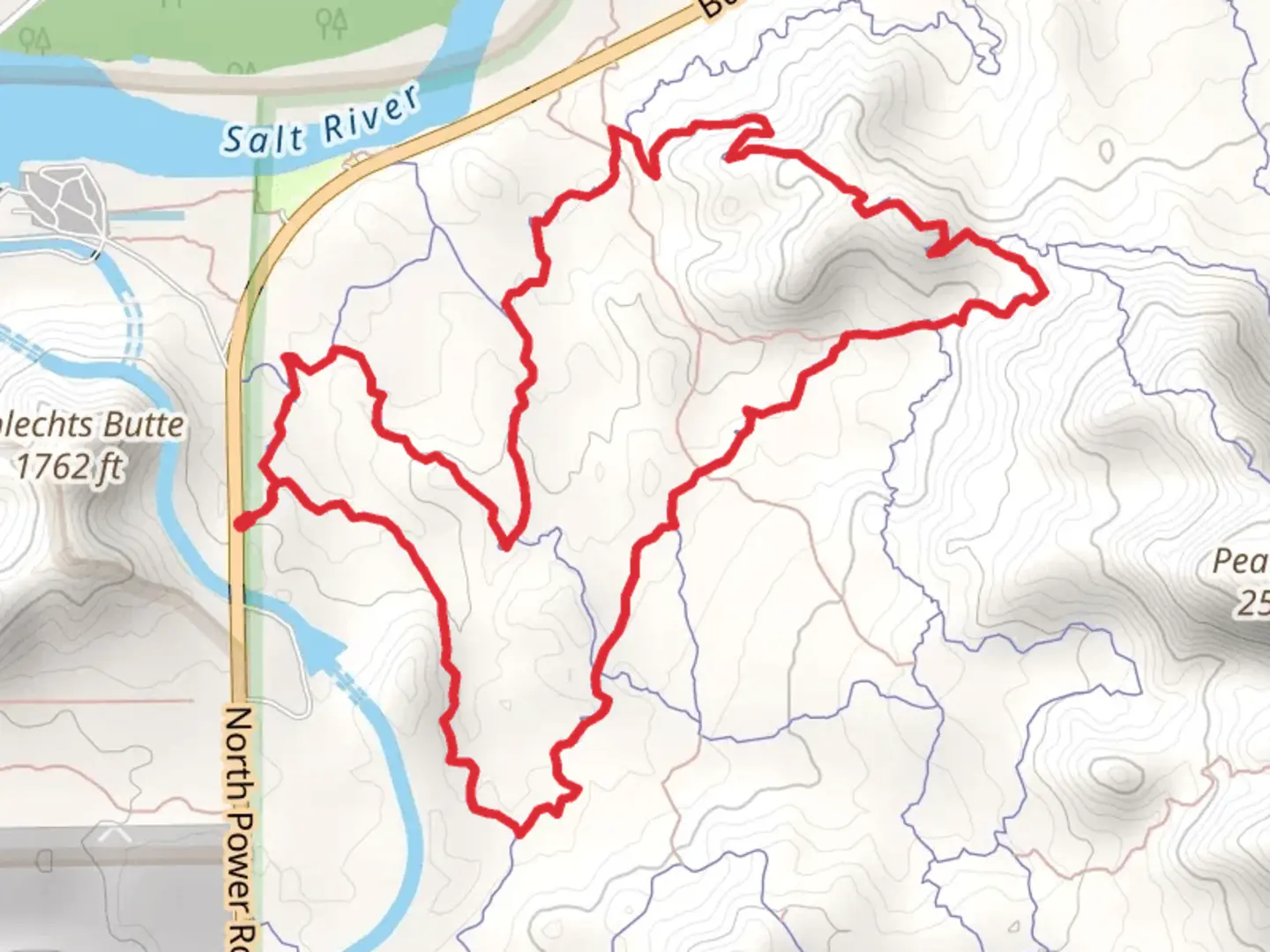An image depicting the trail Saguaro Trail, Mine and Ridge Trail Loop and its surrounding area.