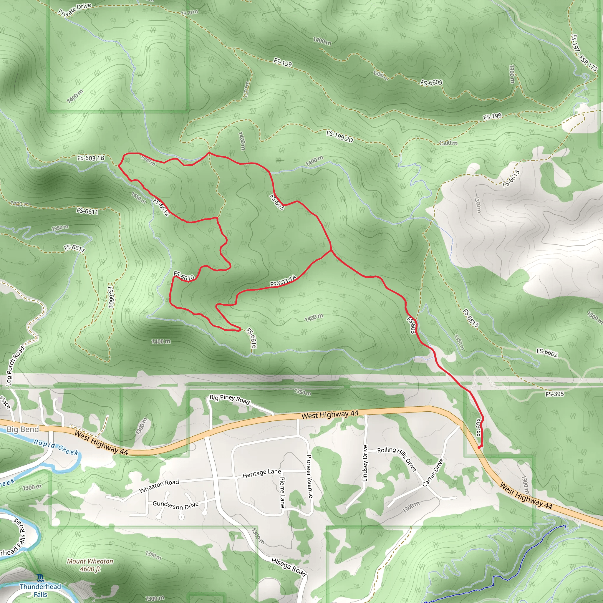 Shanks Gulch Branch Loop mobile static map