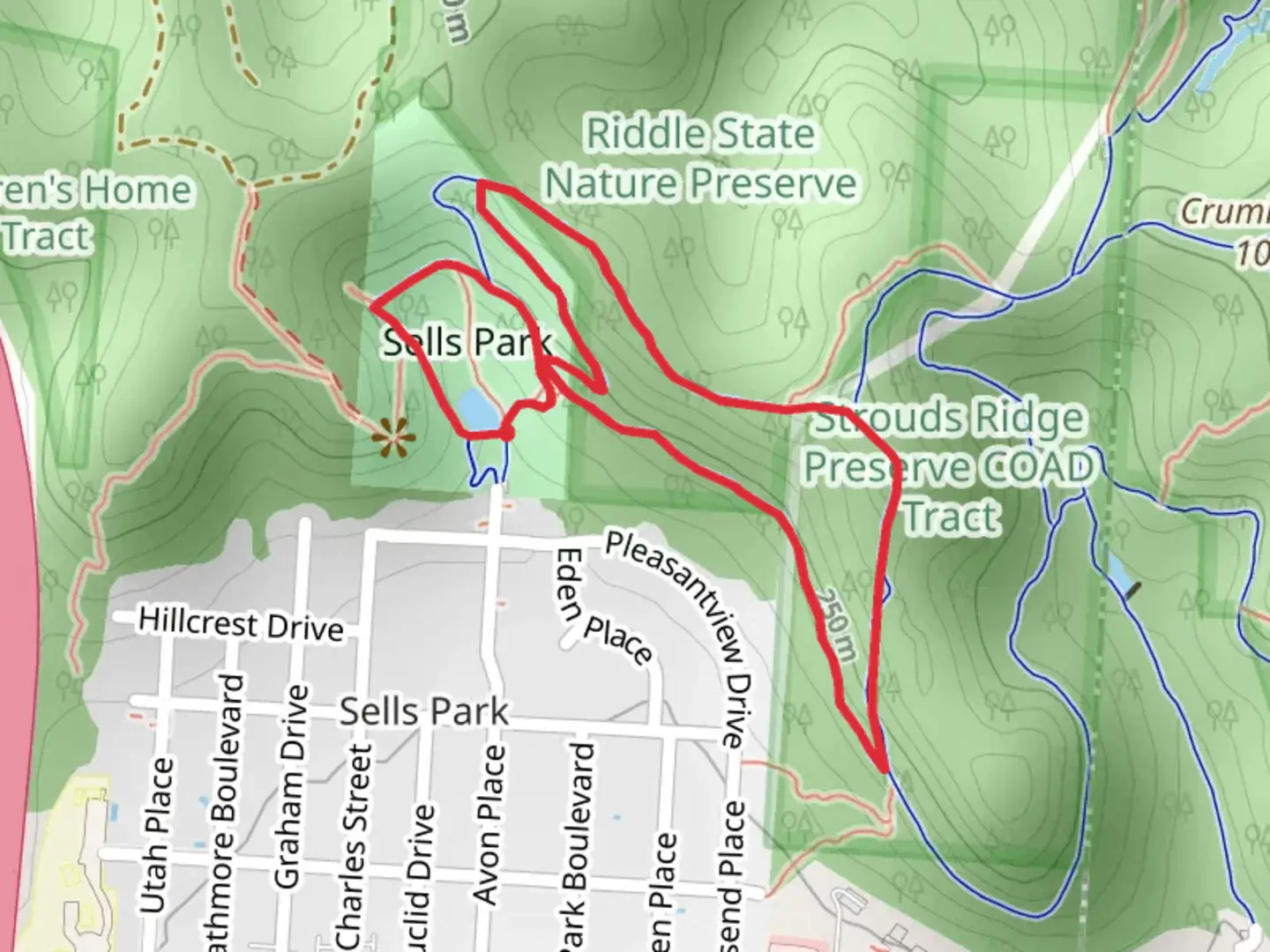 An image depicting the trail Athens Trail and Rockhouse Loop Trail and its surrounding area.