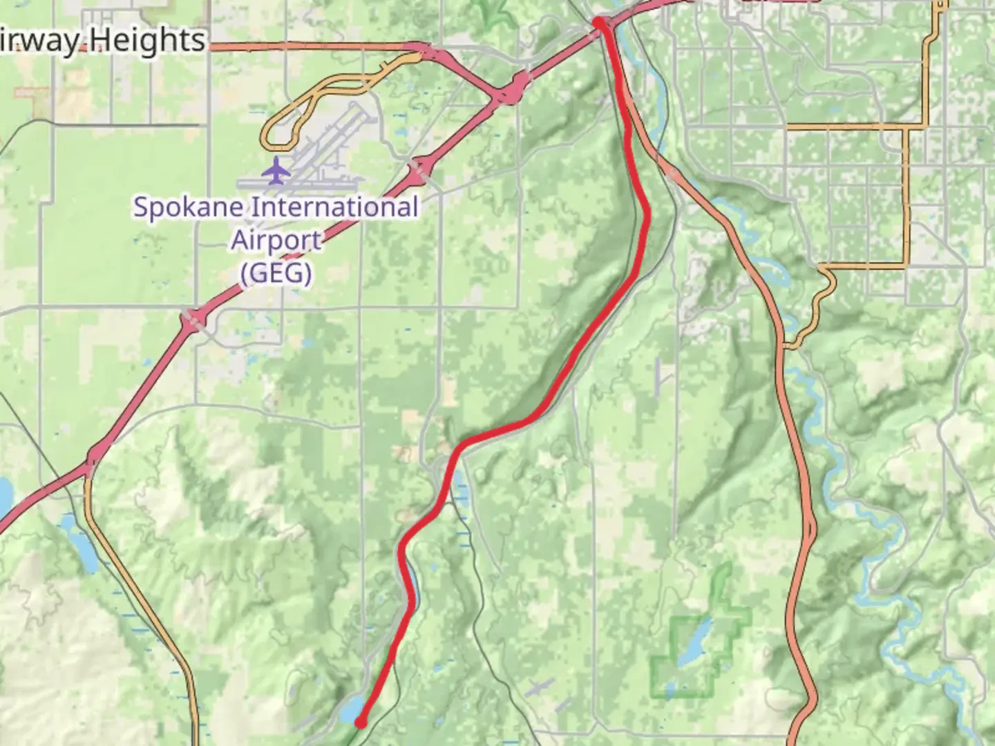 An image depicting the trail Fish Lake Trail and Columbia Plateau Trail and its surrounding area.