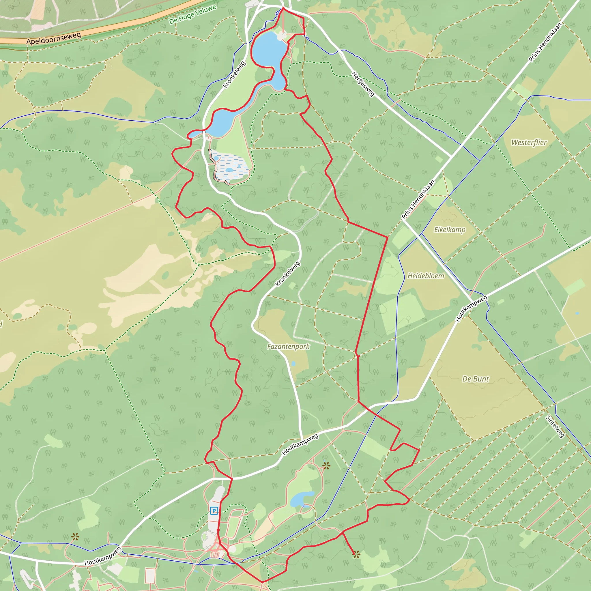 Pampeise Bossen, De Koekoek and Jachthuis Sint Hubertus Loop mobile static map