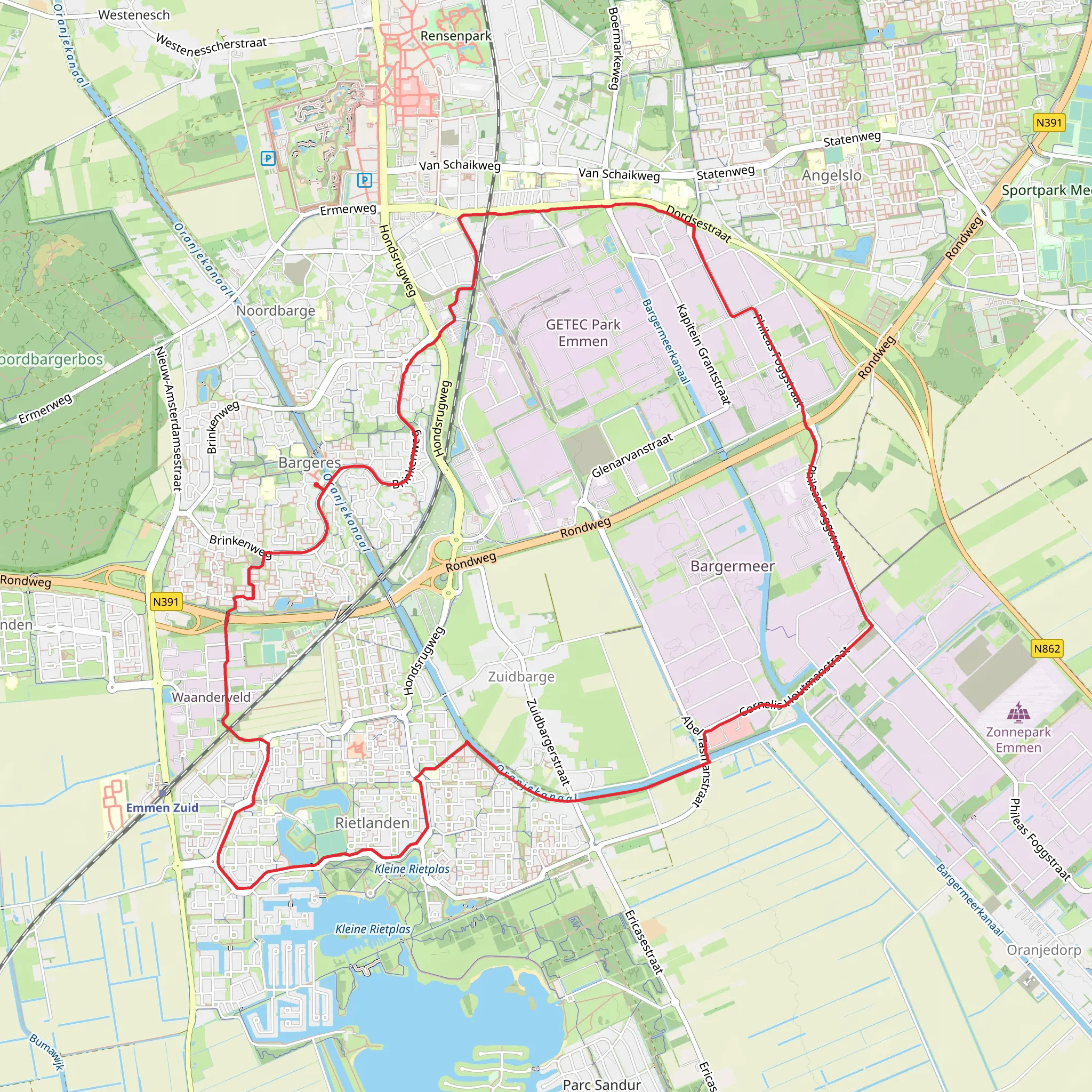 Witte Zwanenwater via Eiken Weg and Veldstukken mobile static map