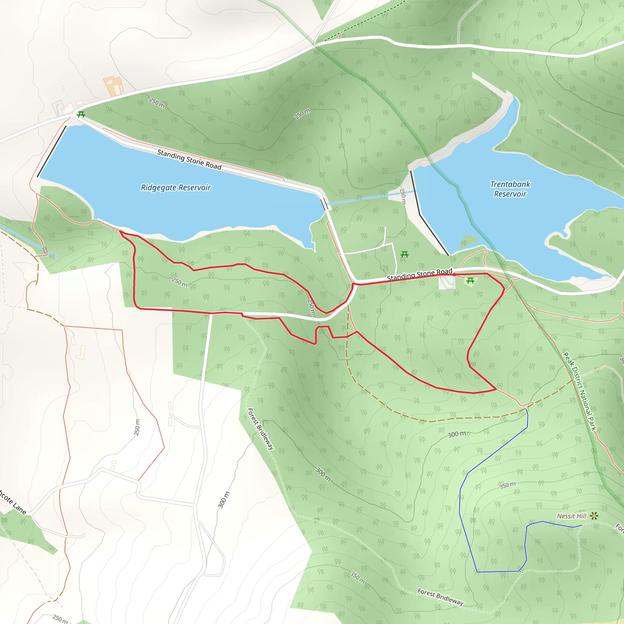 Loop beside Trentabank and Ridgegate Reservoir mobile static map