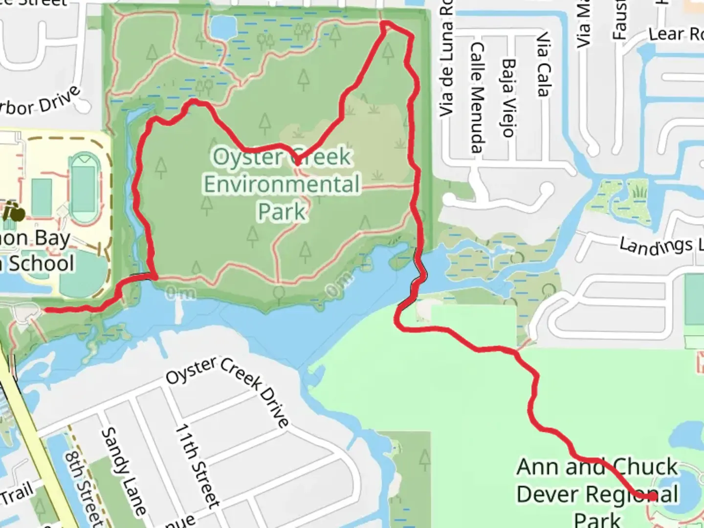 An image depicting the trail Orange-Red-Green Trail and its surrounding area.