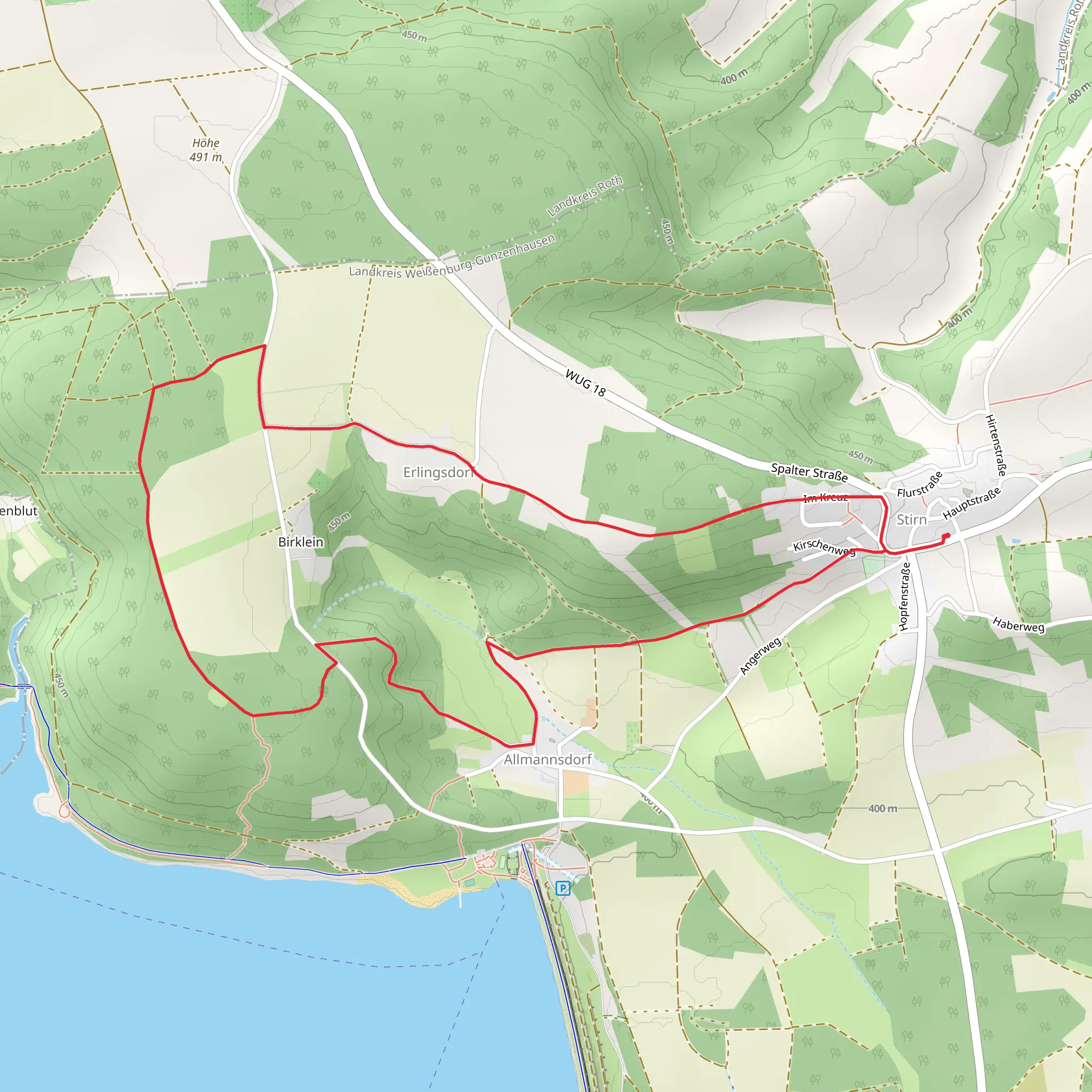 Stirn to Birklein Loop via Pleinfeld 83 mobile static map