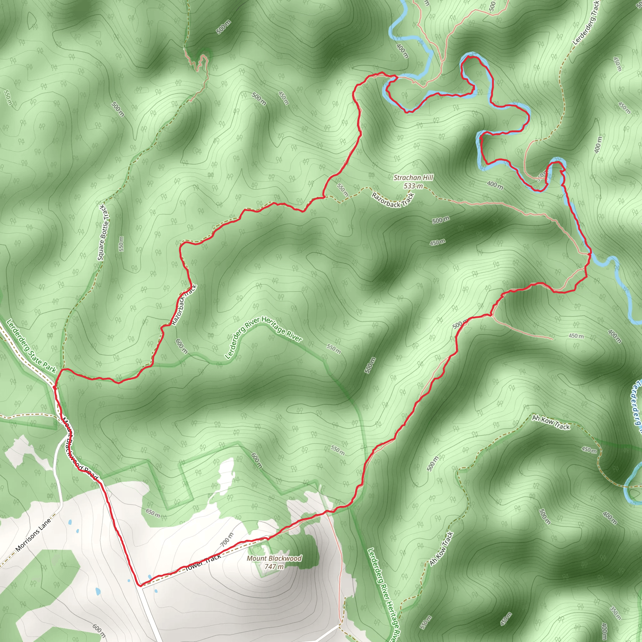 Razorback, Lerderderg and Lower Chadwick Circuit Track mobile static map