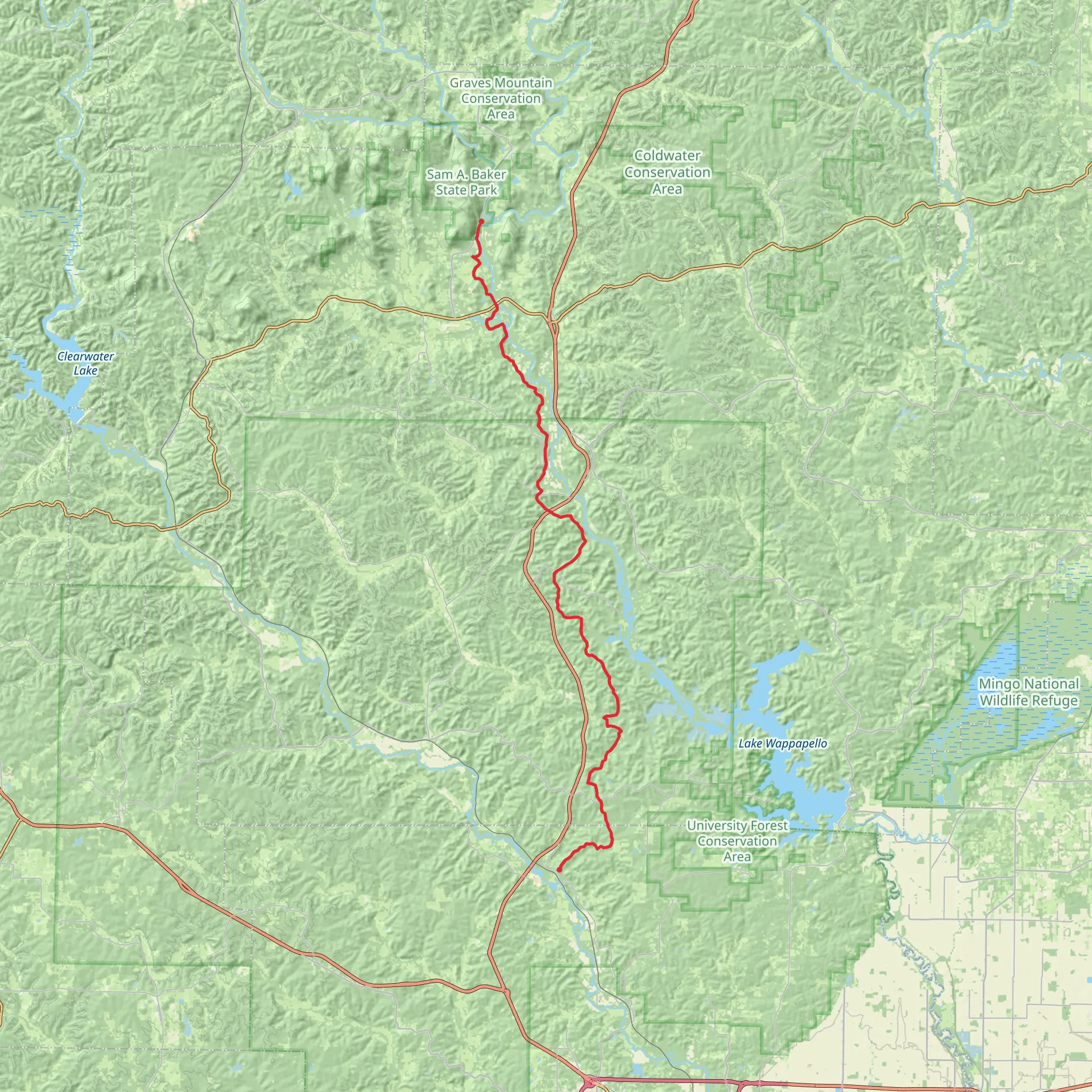 Ozark Trail - Wappapello Section mobile static map