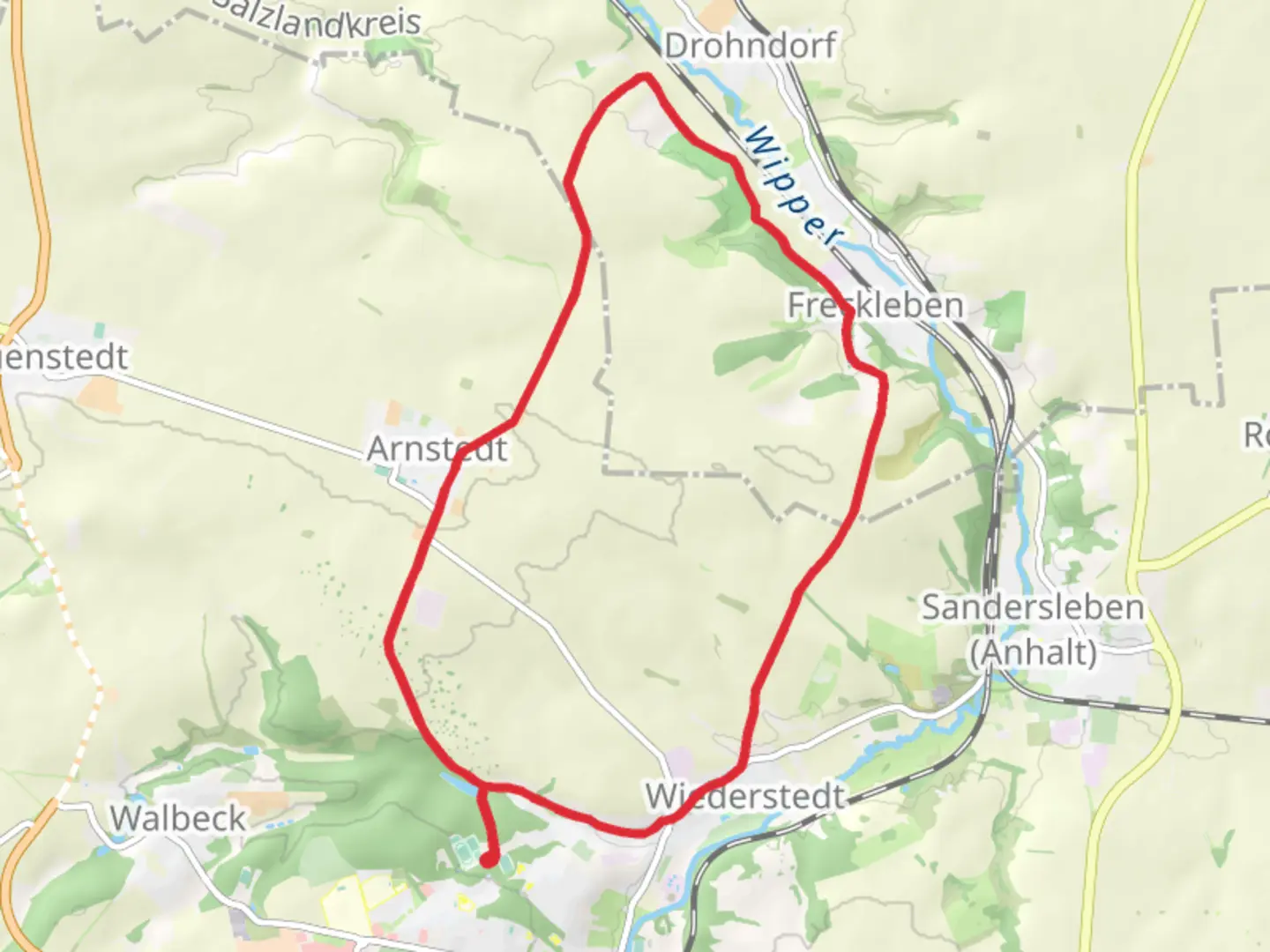 An image depicting the trail Niederstedt and Freckleben Loop and its surrounding area.