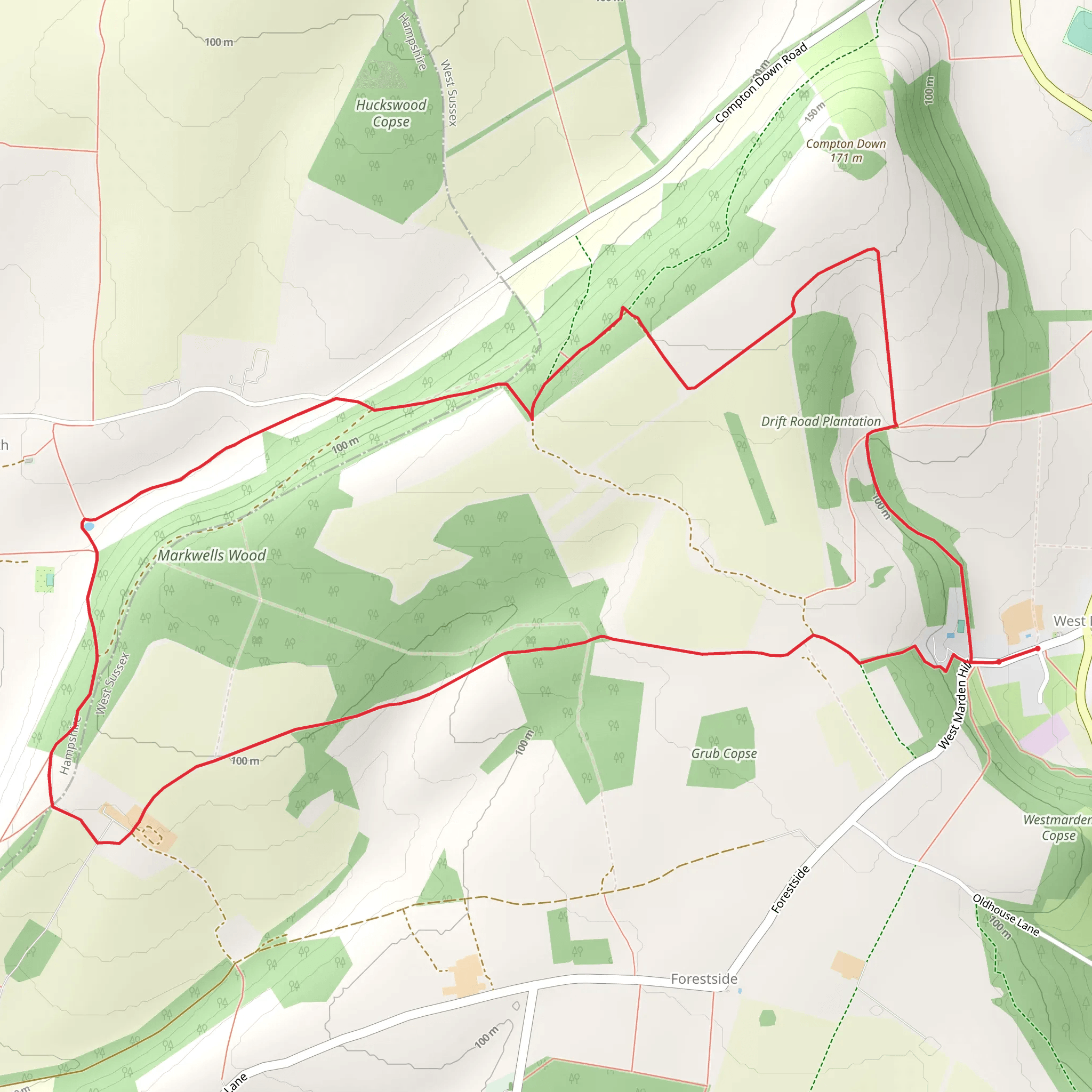 Markwells Wood Loop mobile static map