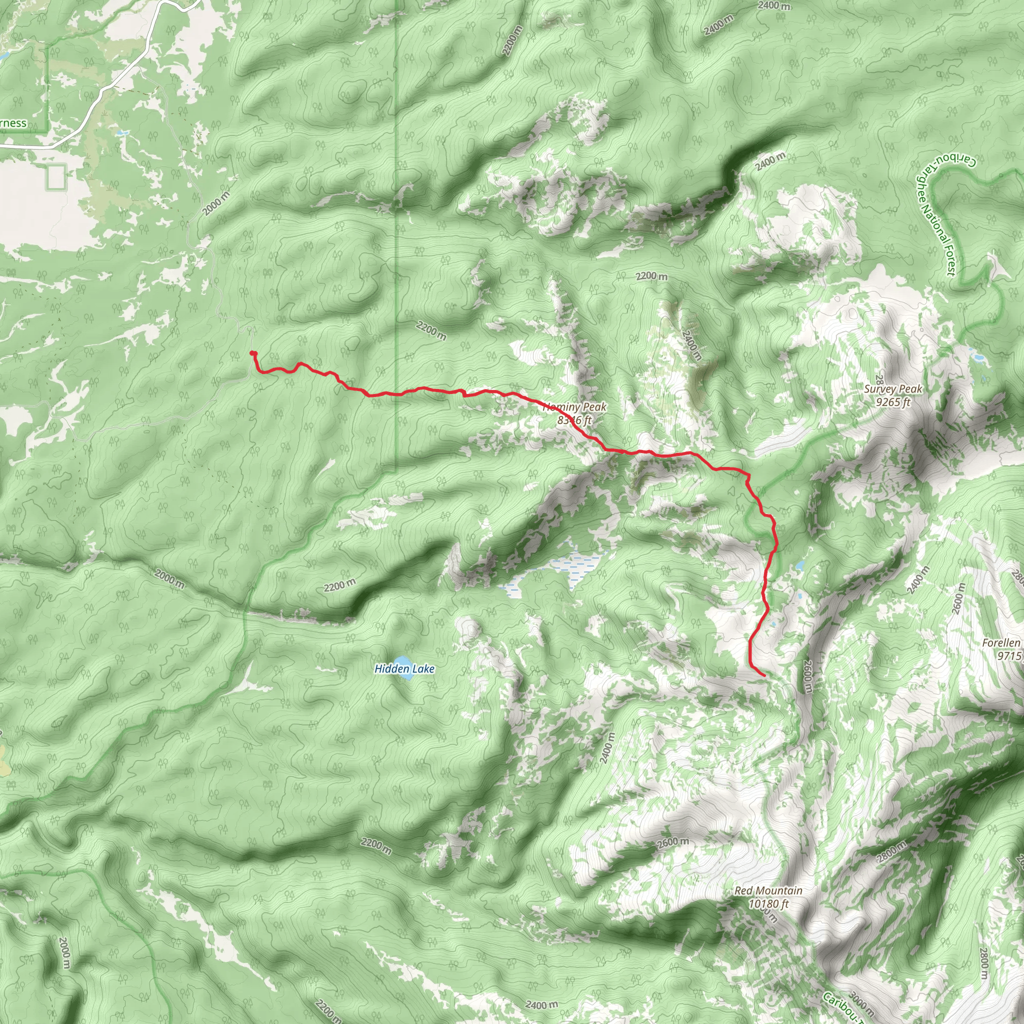 Conant Pass via Hominy Peak Trail mobile static map