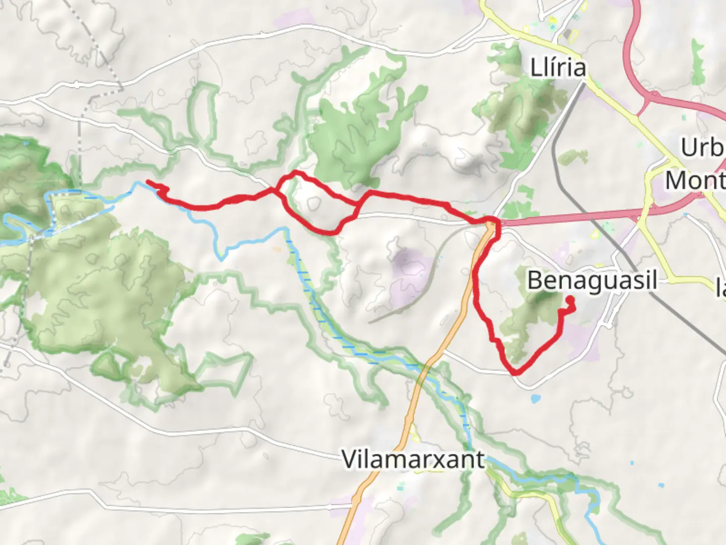 An image depicting the trail Rambles i Muntanyes PR CV 302 and its surrounding area.