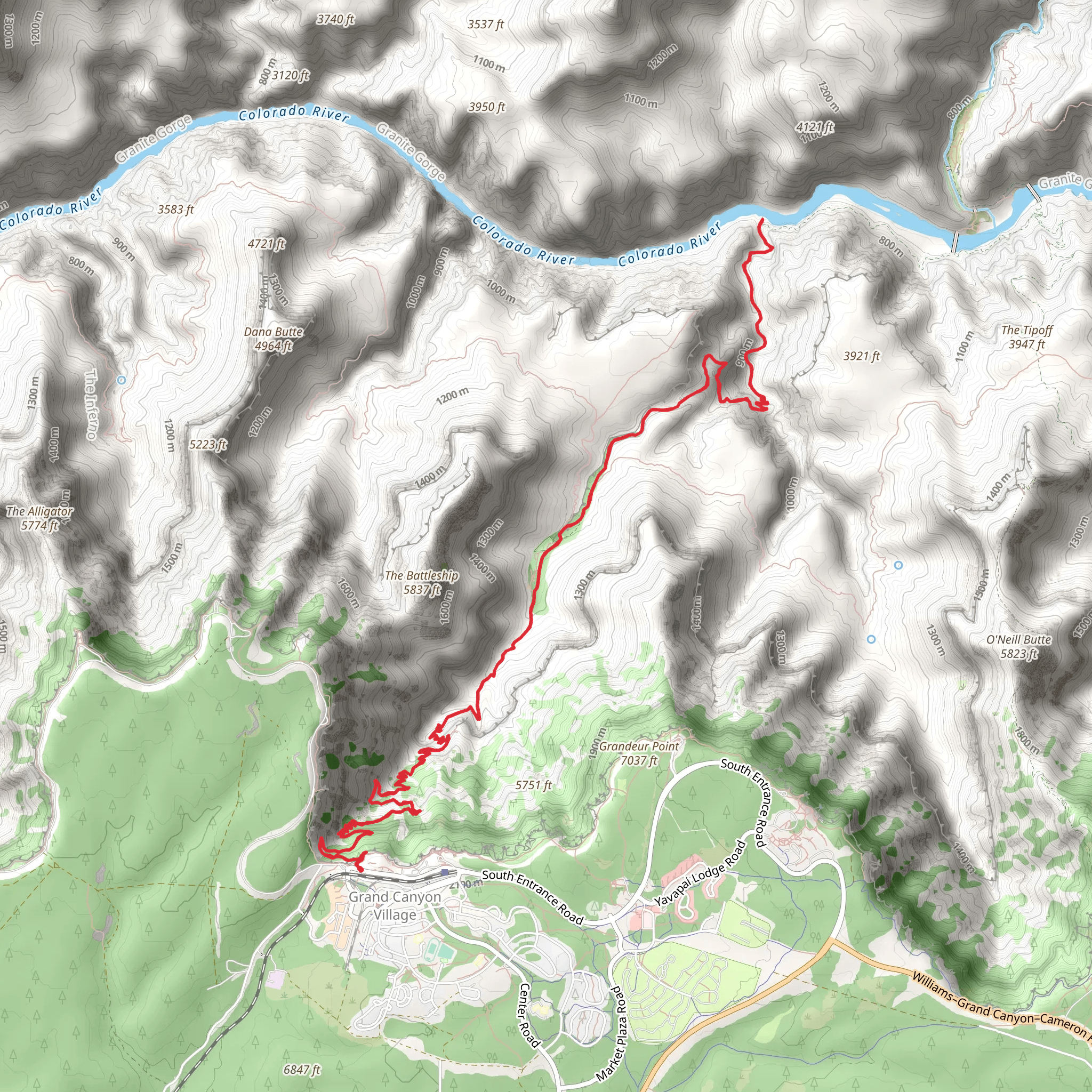 Bright Angel Trail mobile static map