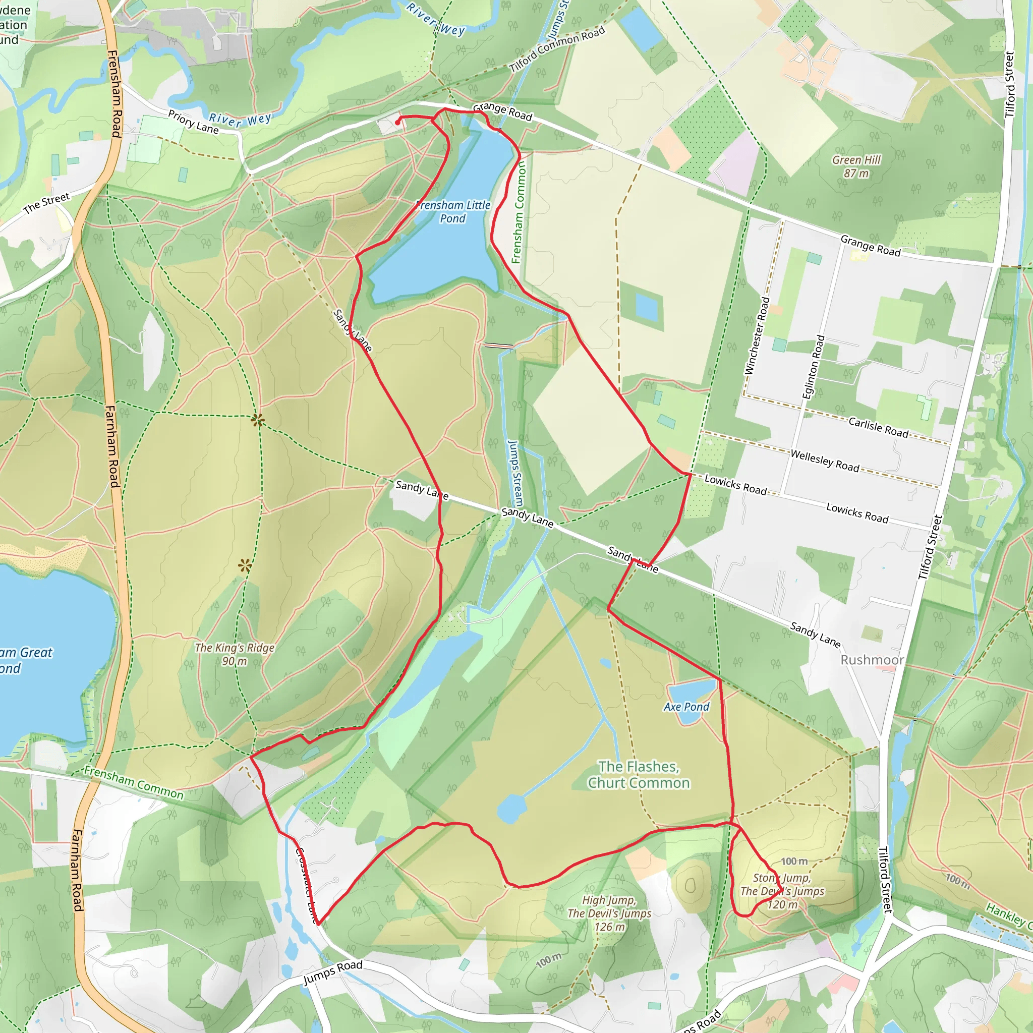 Frensham Little Pond and Stony Jump Loop mobile static map