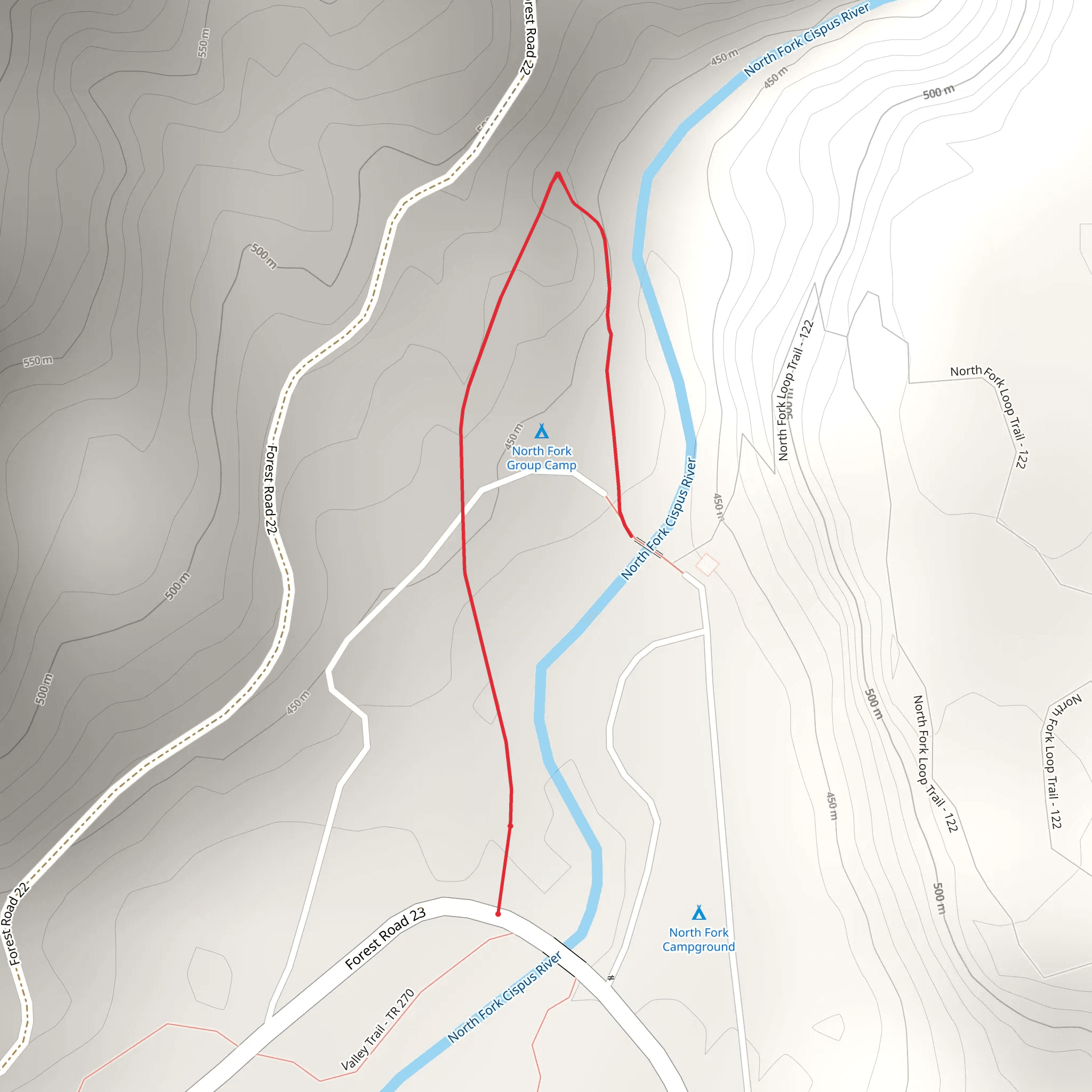 North Fork River Trail mobile static map