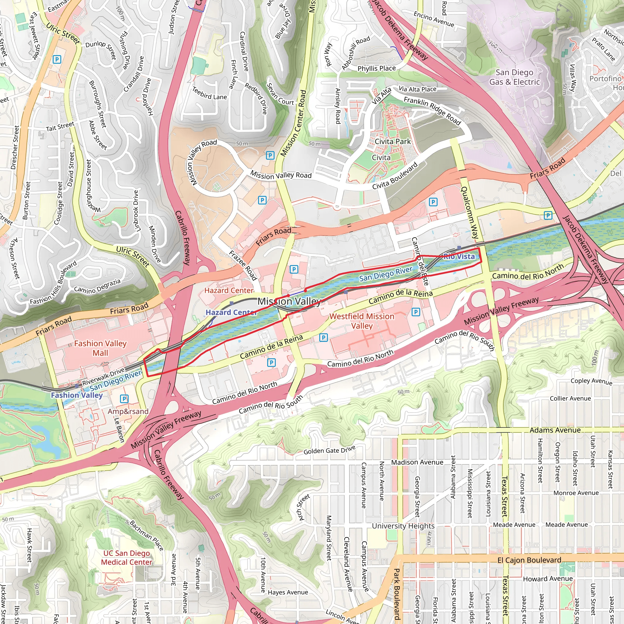 San Diego River Loop Trail mobile static map