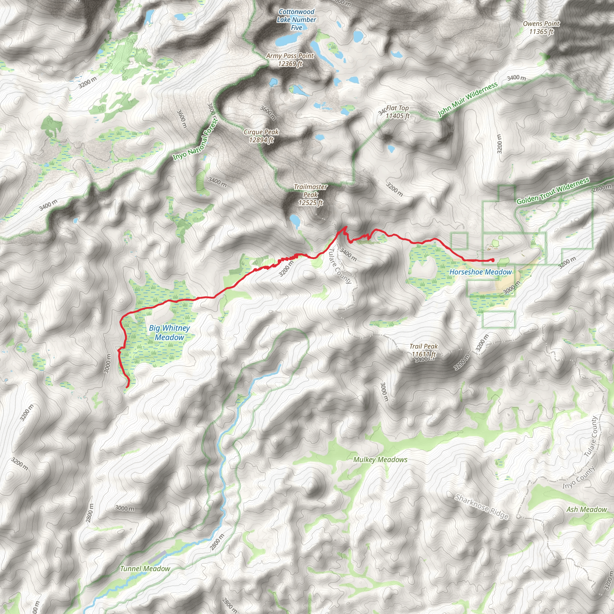 Cottonwood Pass and Siberian Pass Trail mobile static map