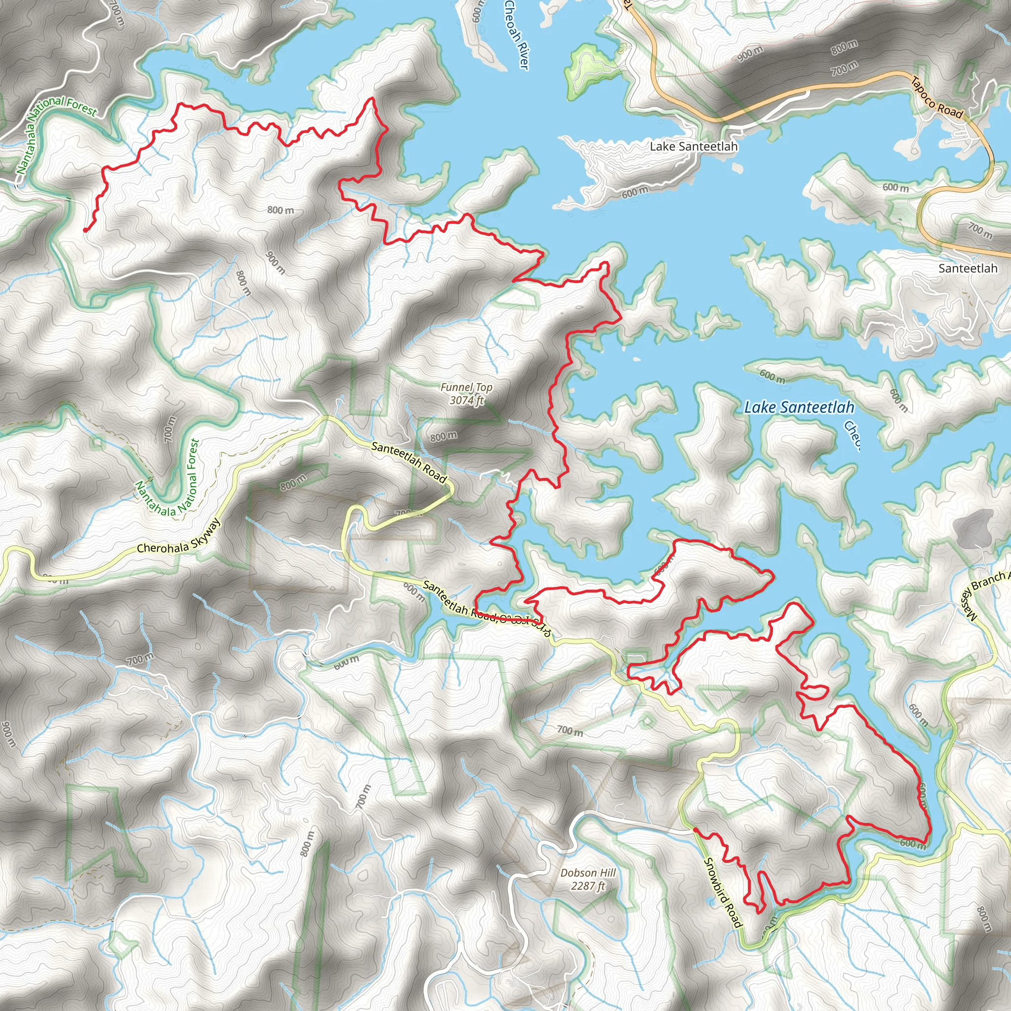 Santeetlah Lake Trail mobile static map