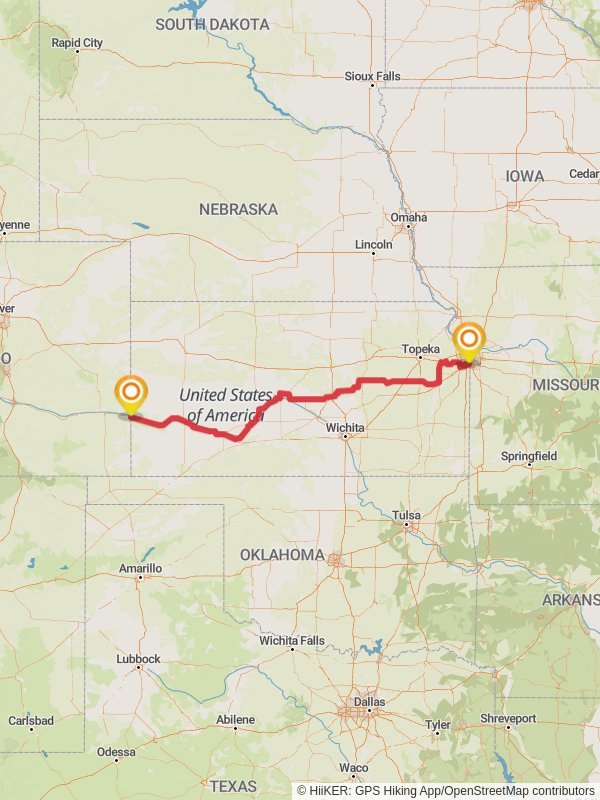 American Discovery Trail - Kansas mobile static map