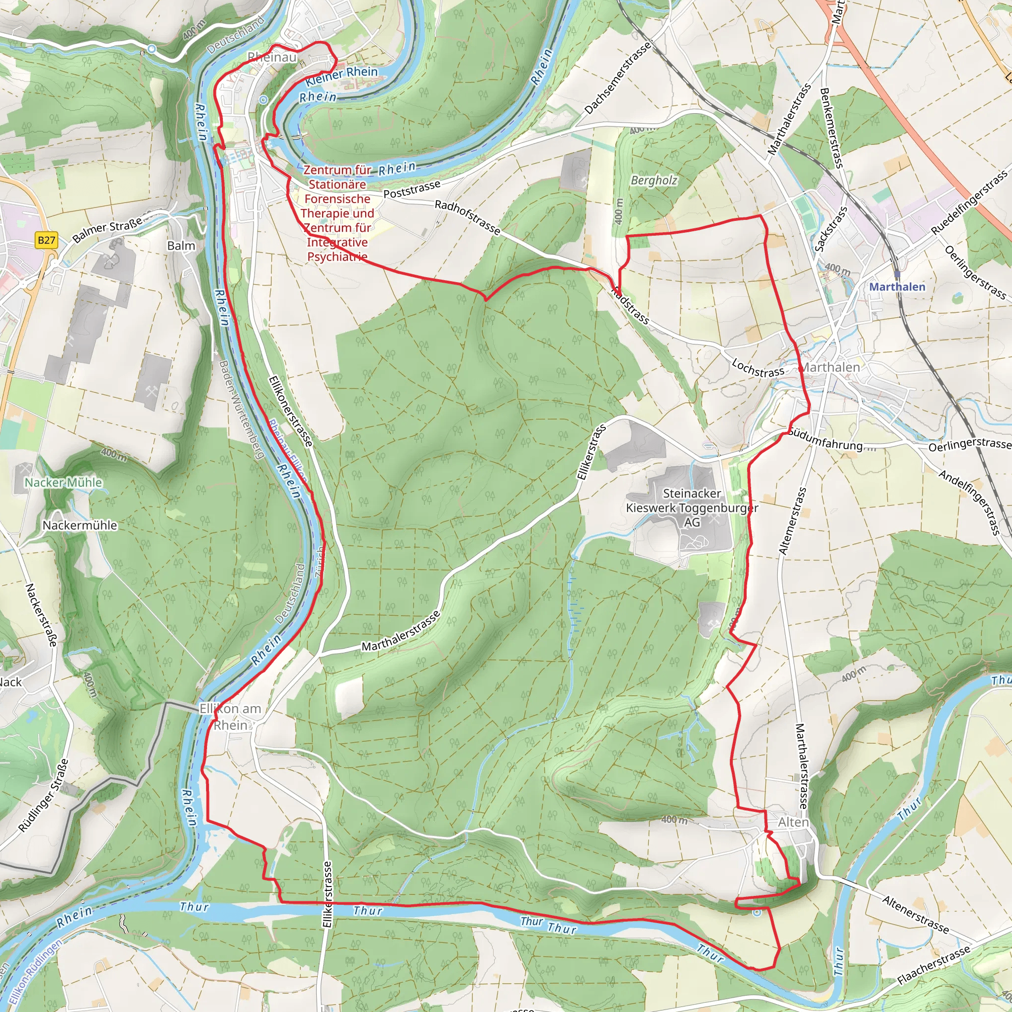 Around River Rhein from Marthalen mobile static map