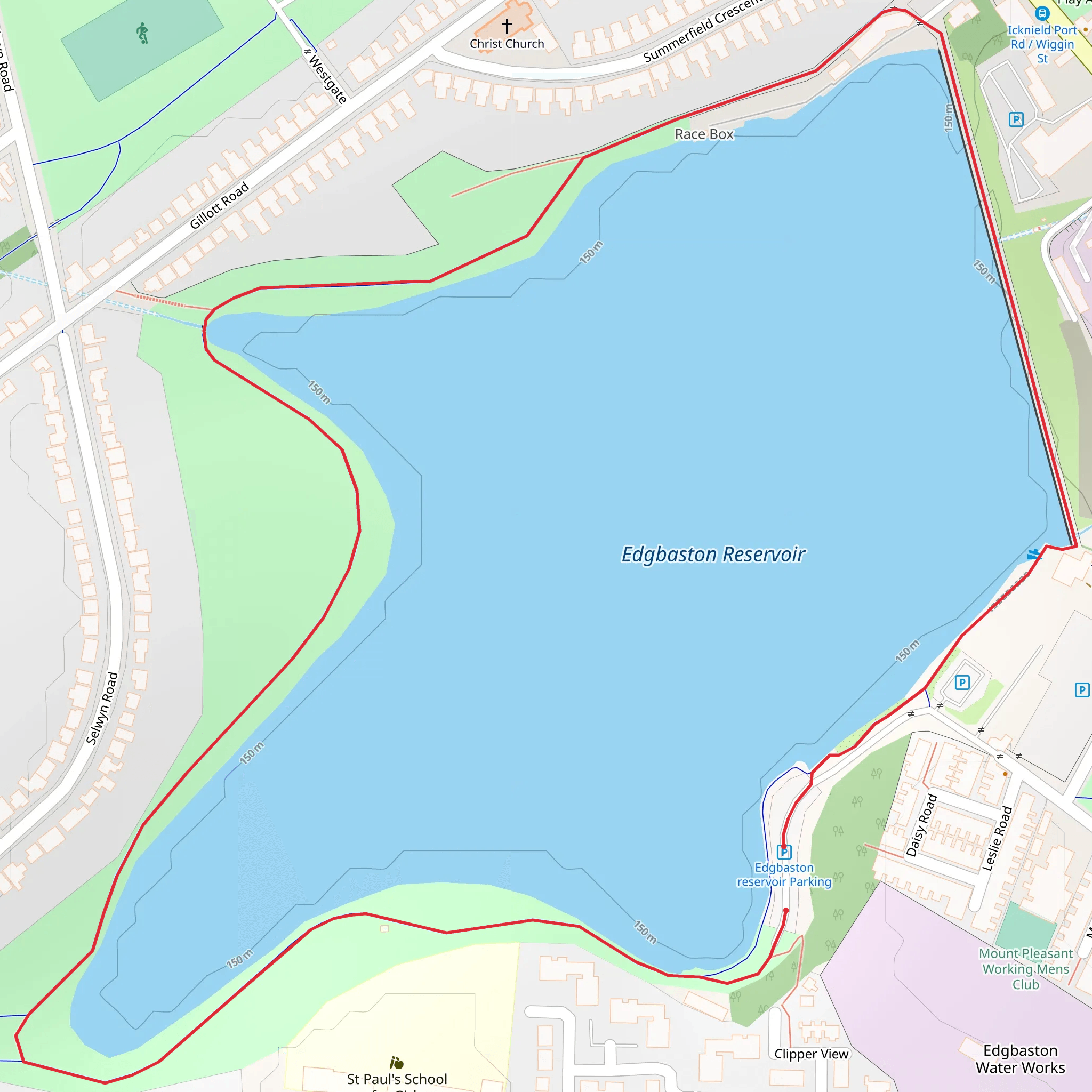 Edgbaston Reservoir Loop mobile static map
