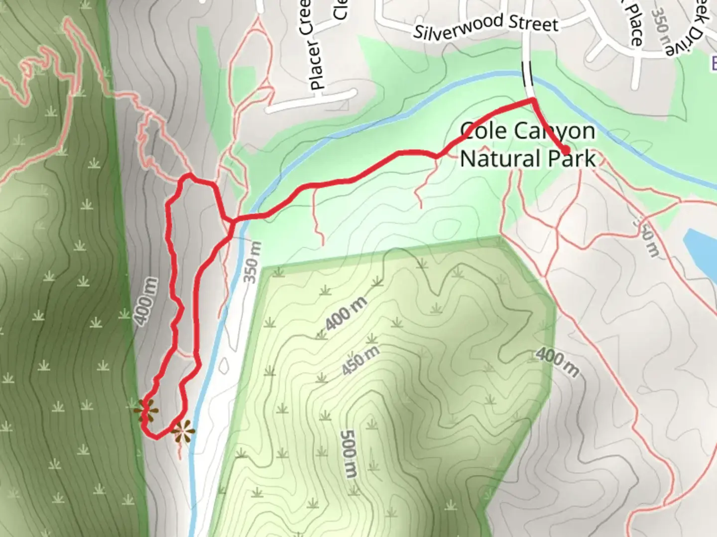 An image depicting the trail Cole Canyon Nature Loop and its surrounding area.