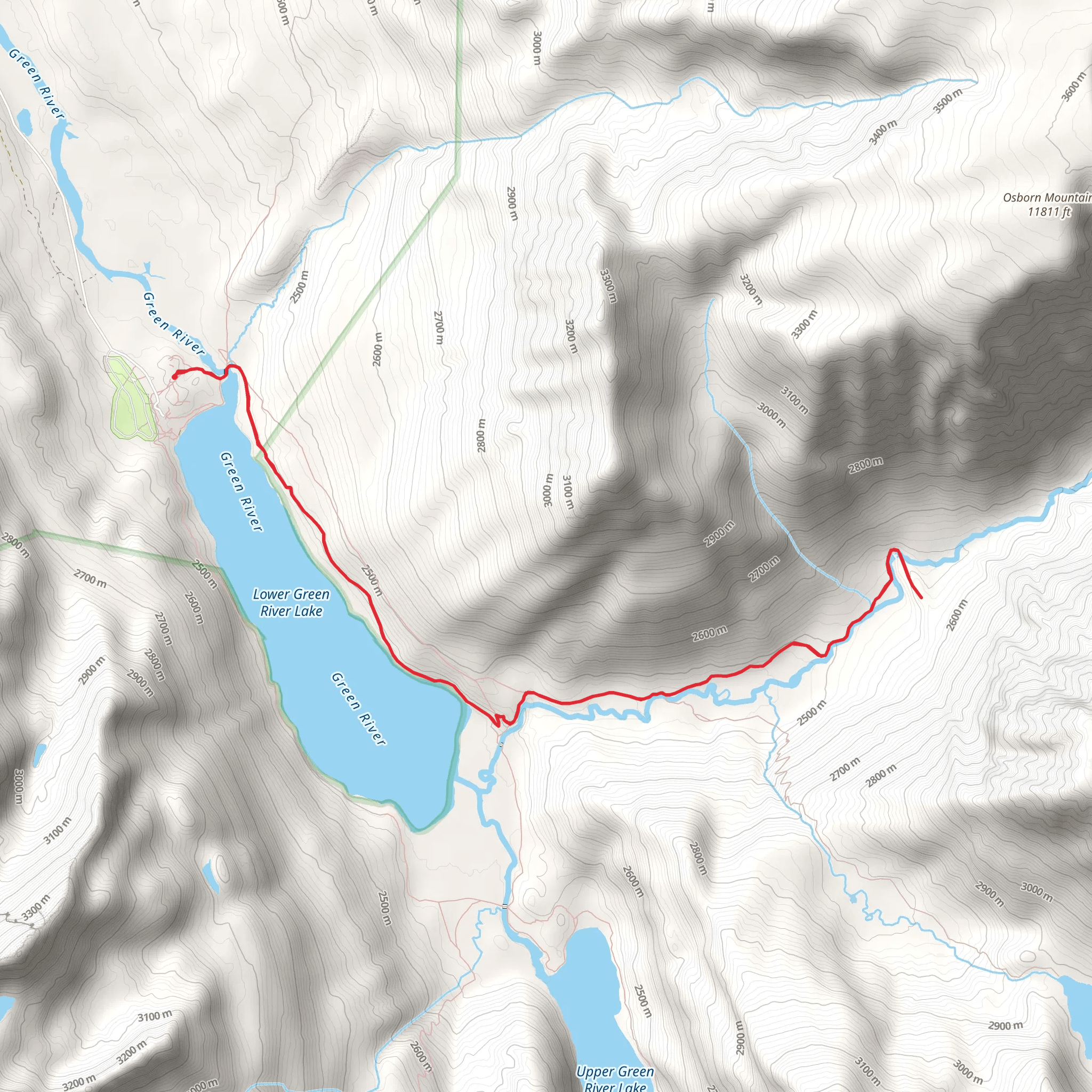 Lower Green River Lake and Clear Creek Trail mobile static map