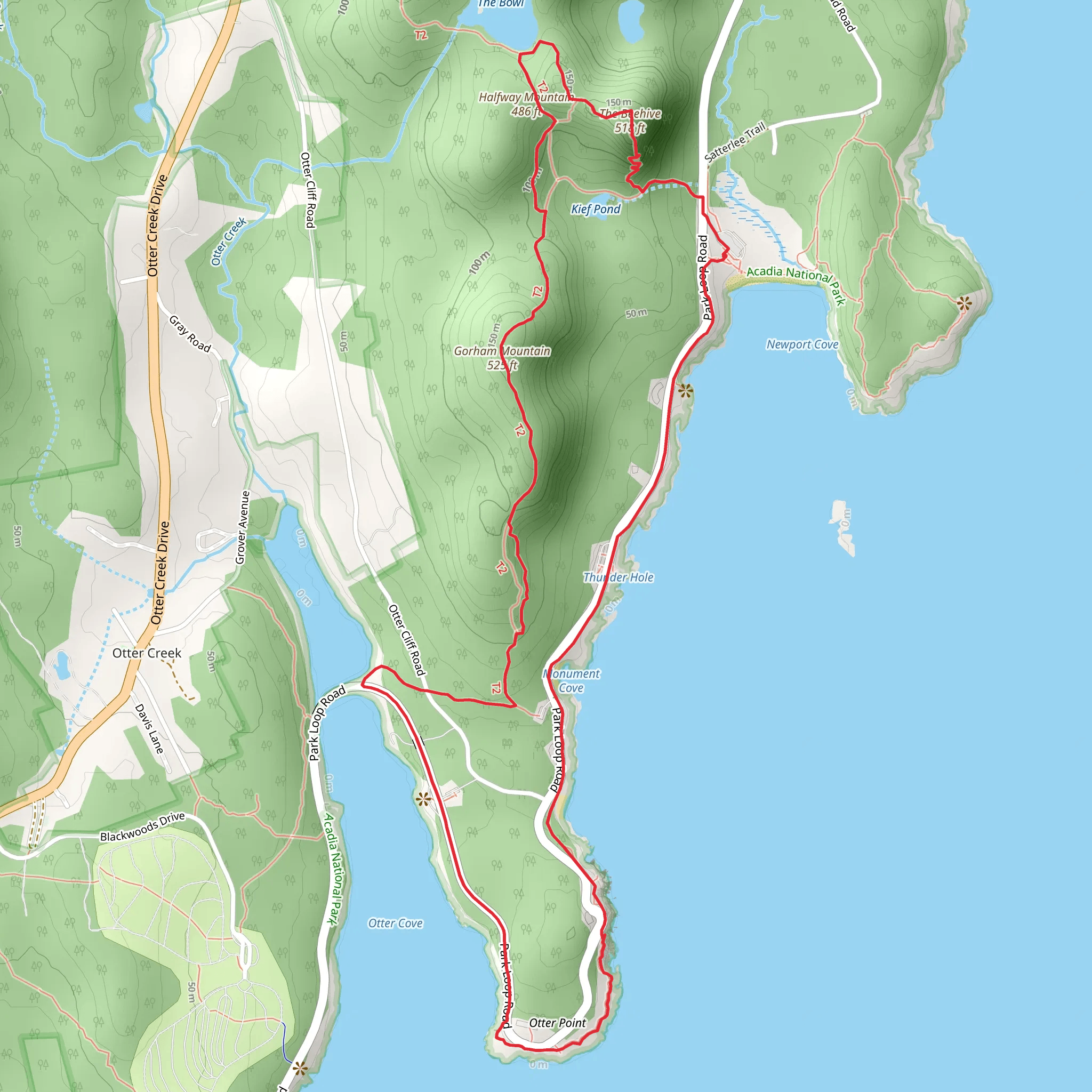 Halfway Mountain and Gorham Mountain via Ocean Path Loop mobile static map