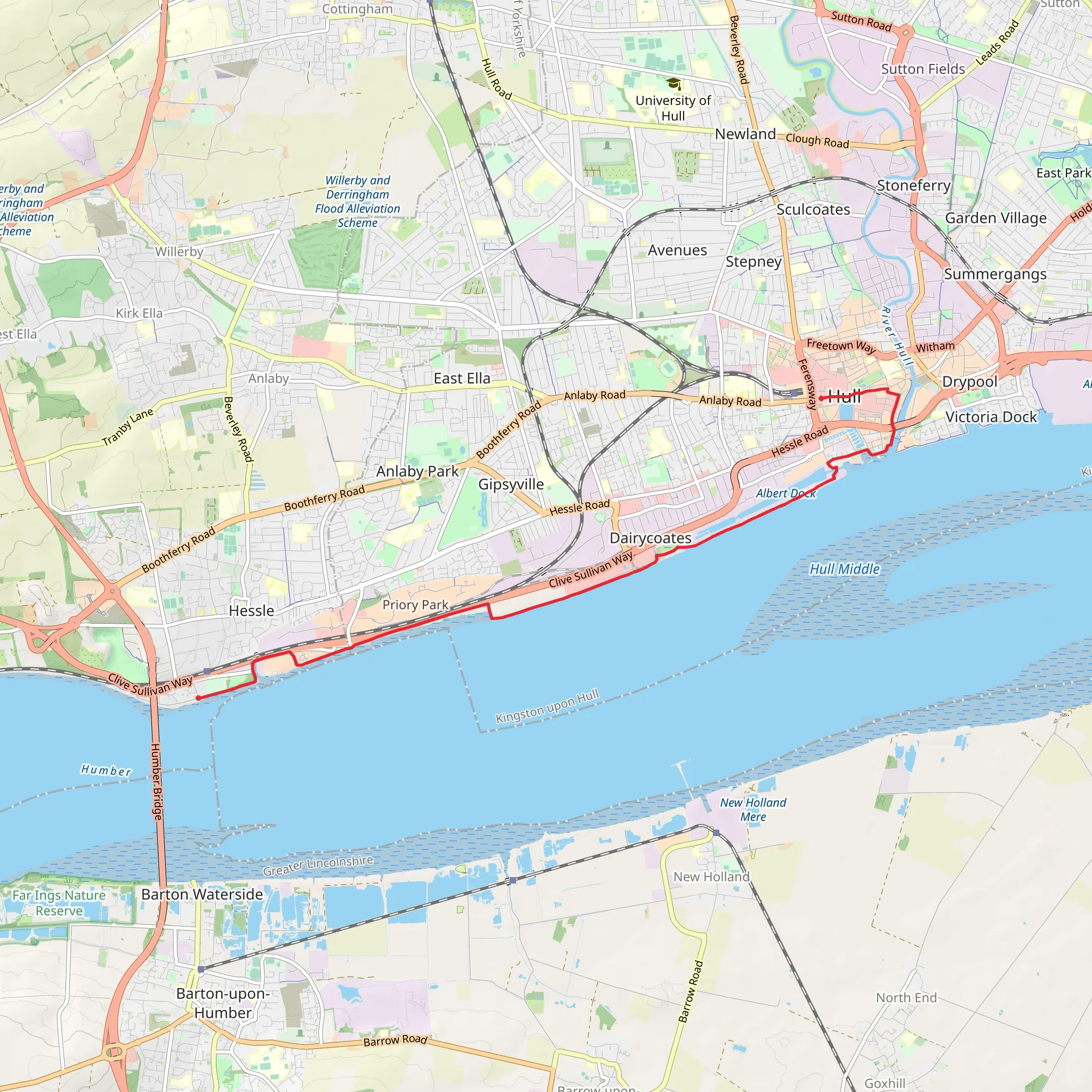Hessle Foreshore Walk mobile static map
