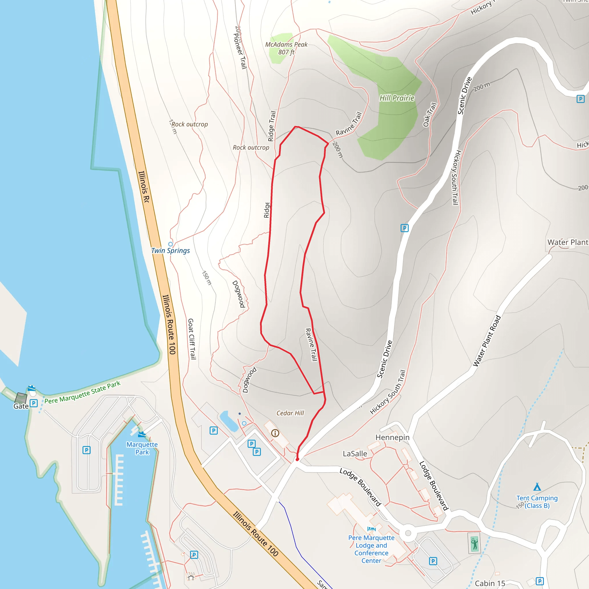Pere Marquette State Park Short Loop mobile static map