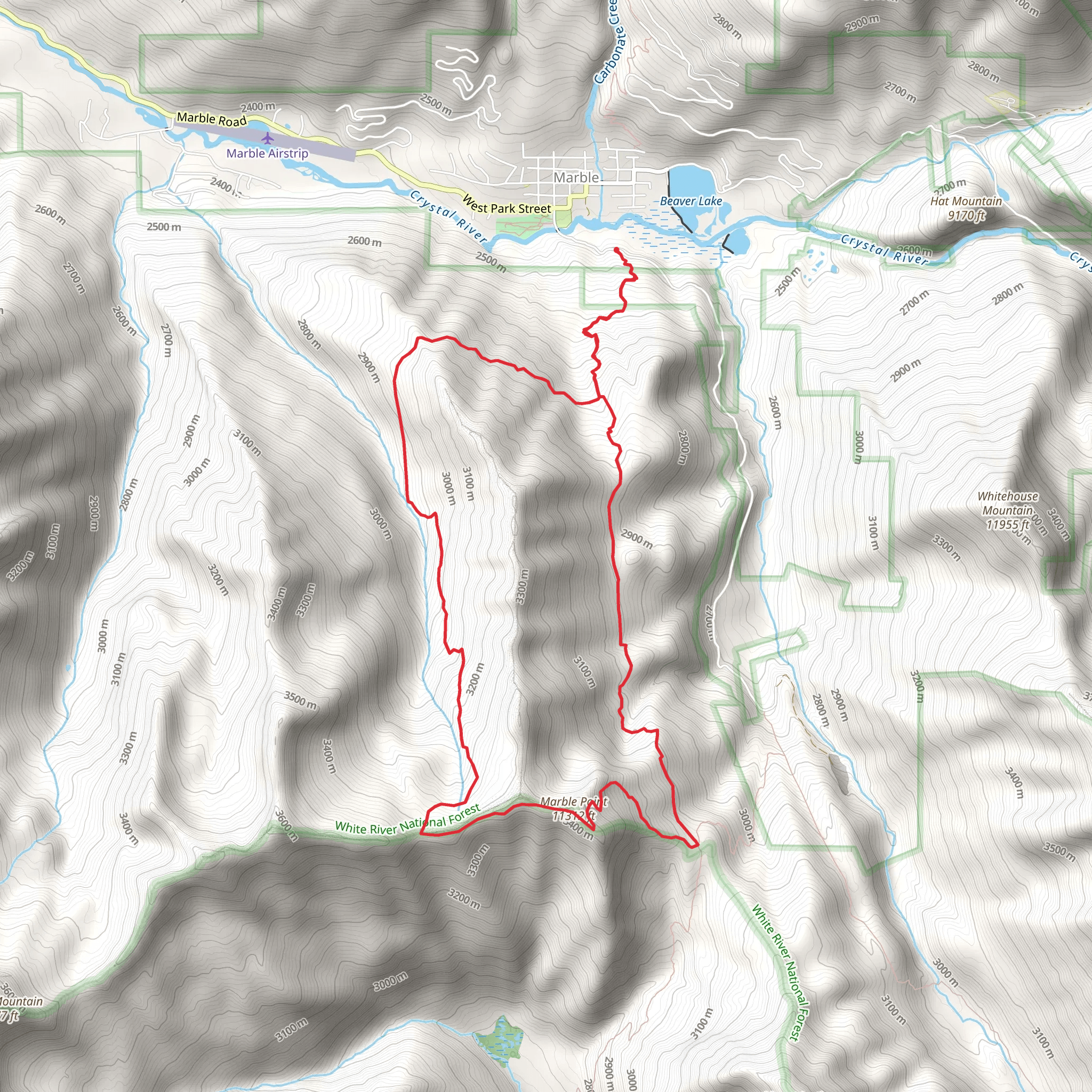 Marble Mountain via Raspberry Creek Trail and Amthracite Pass Trail mobile static map