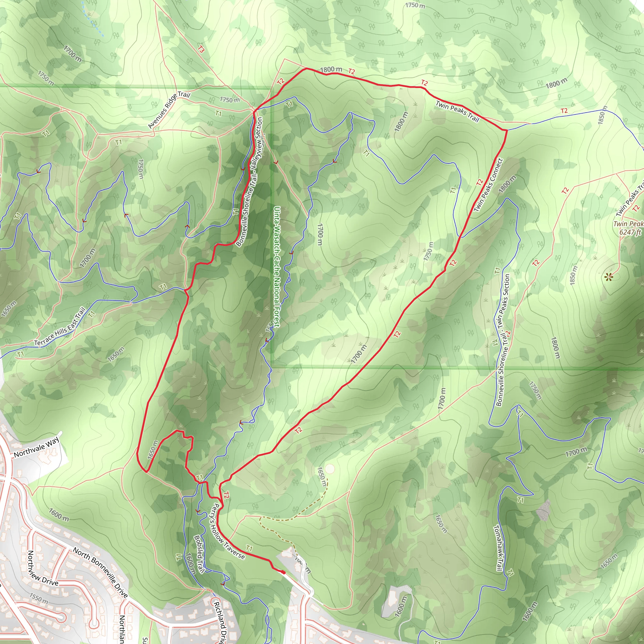 Twin Peaks Connect Loop mobile static map