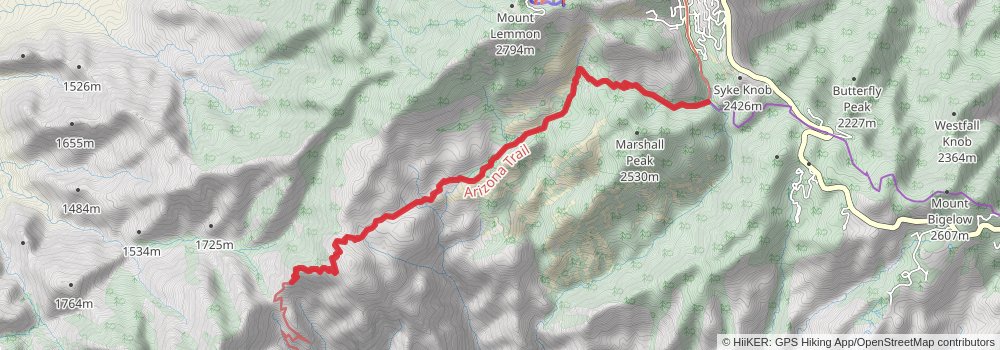 Arizona Trail stage 18 Map
