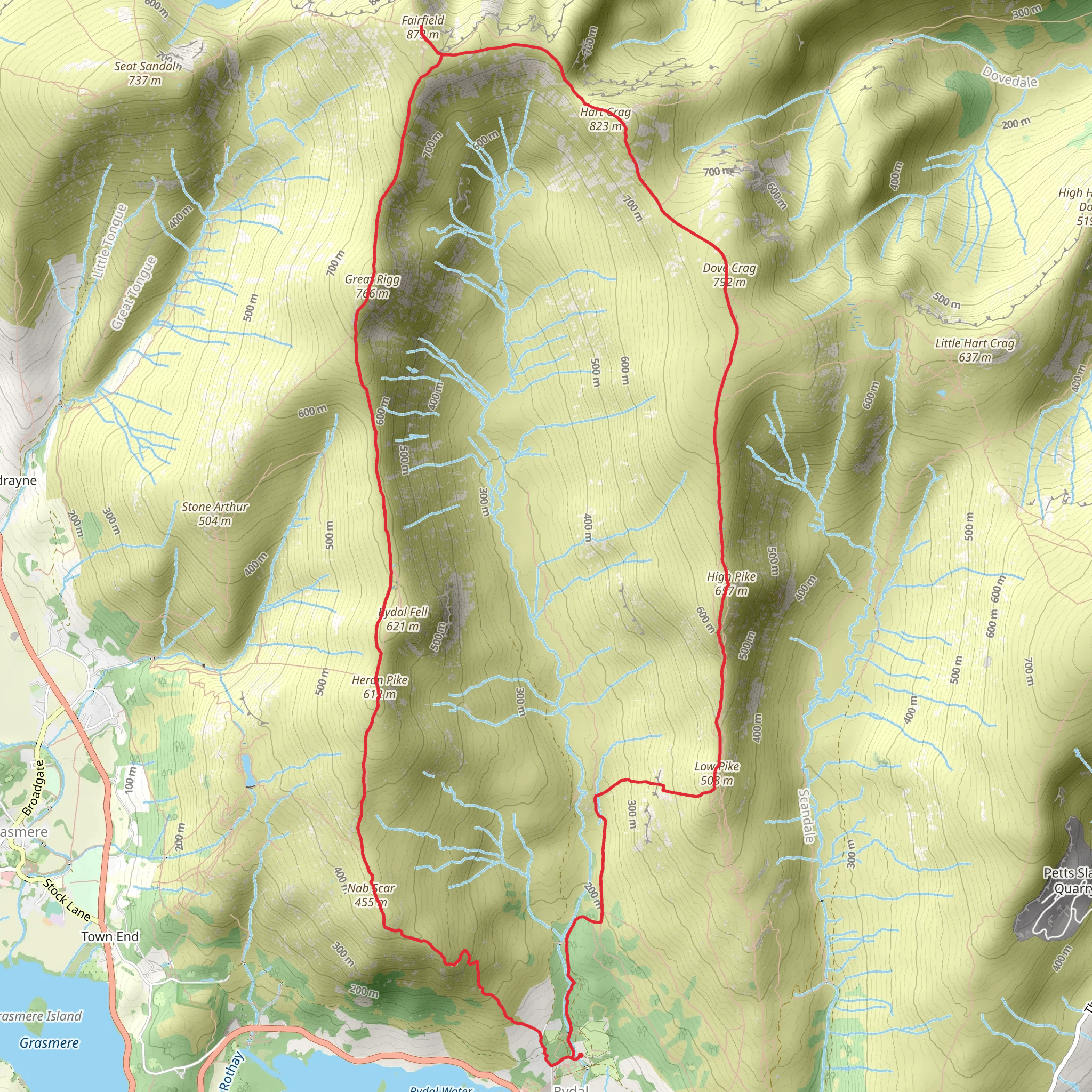 Rydal Hall and Fairfield Horseshoe mobile static map