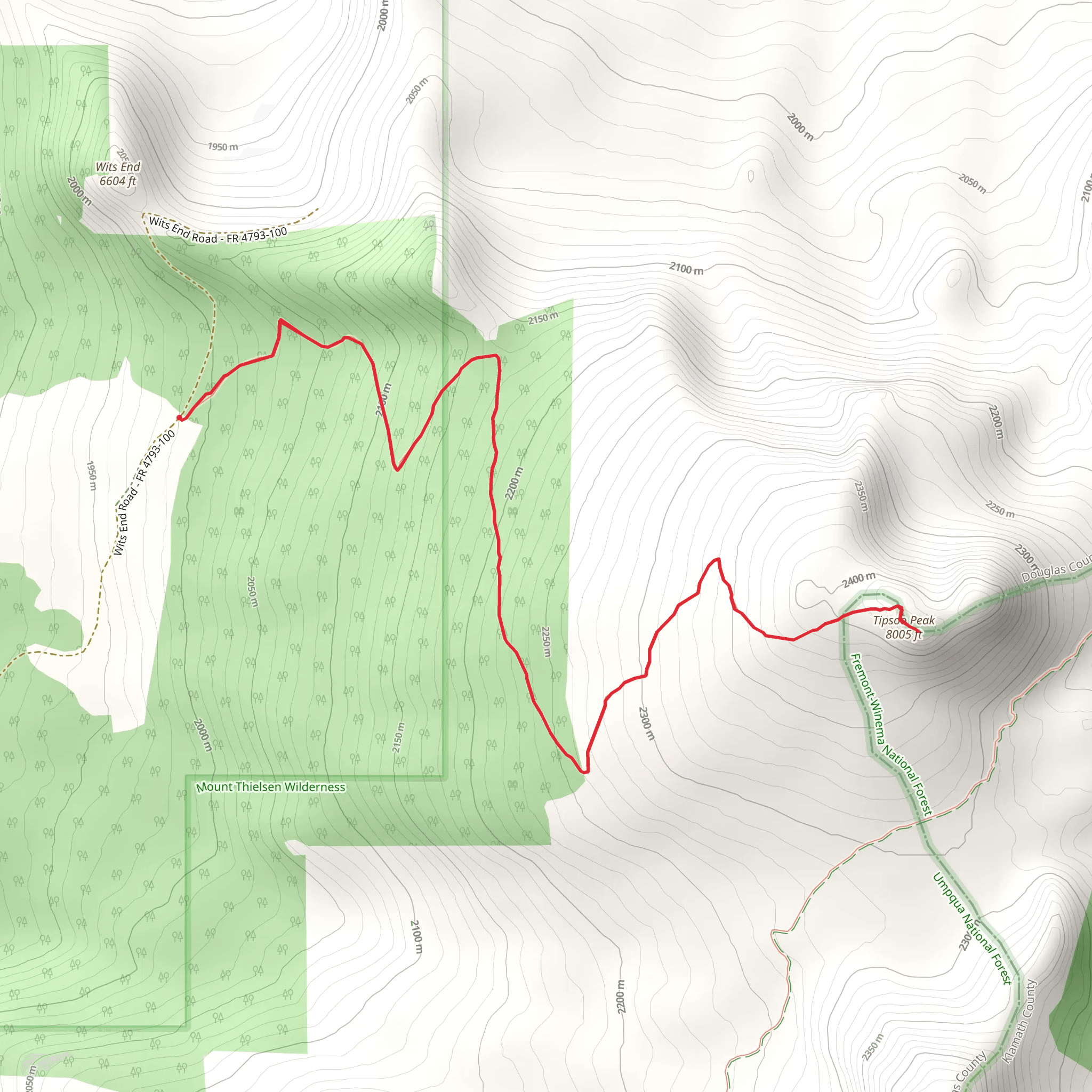 Tipsoo Peak Trail from Wits End Nordic mobile static map